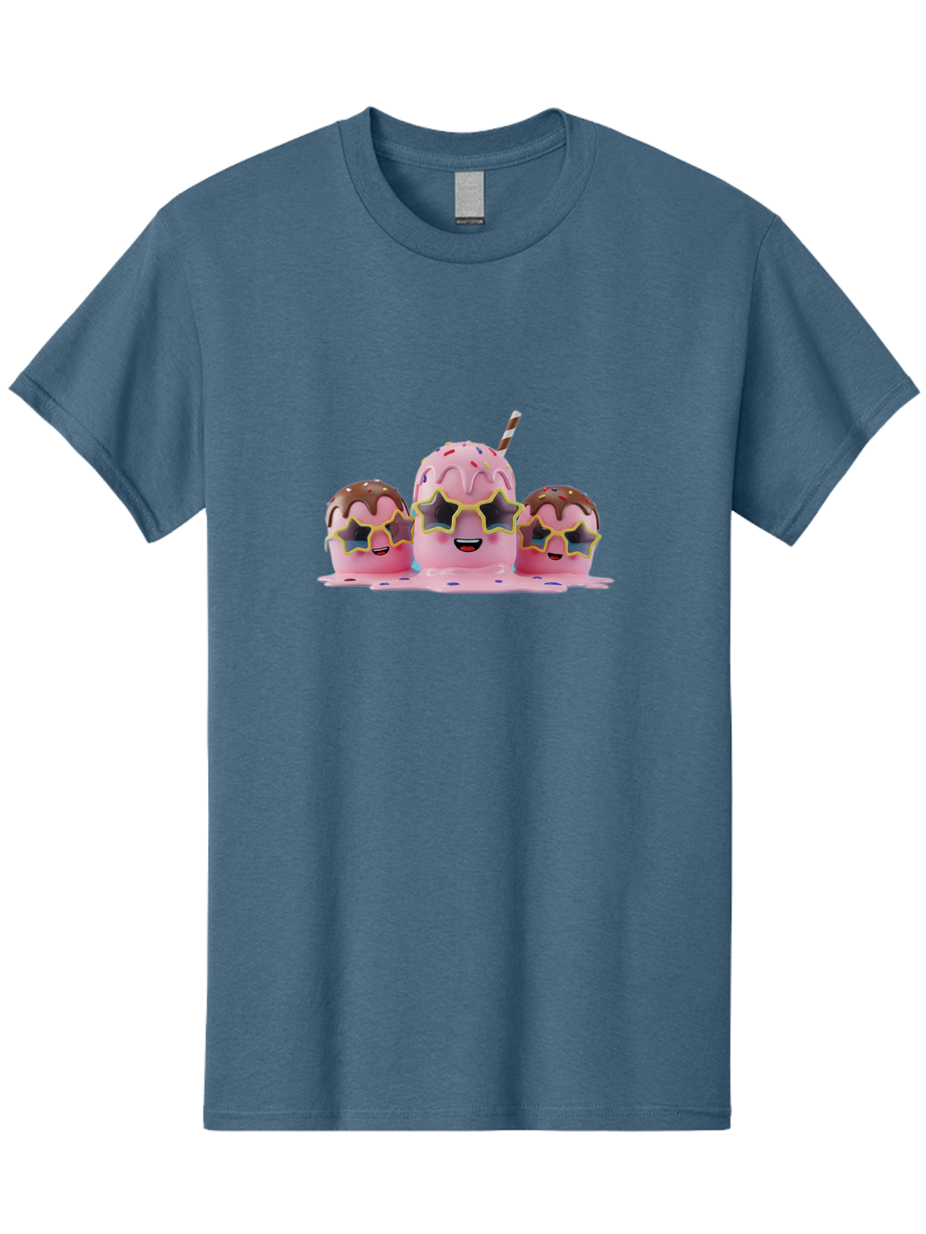 Pink-Milkshakes Men'S Graphic Tee, 100% Cotton, Comfortable Casual Summer Wear, Machine Washable, Pink Milkshake, Chocolate Topping, Colorful Sprinkles, Kawaii Characters, Melted Ice Cream, Fun Design, Sweet Treats, Dessert Lovers, Bab191 13