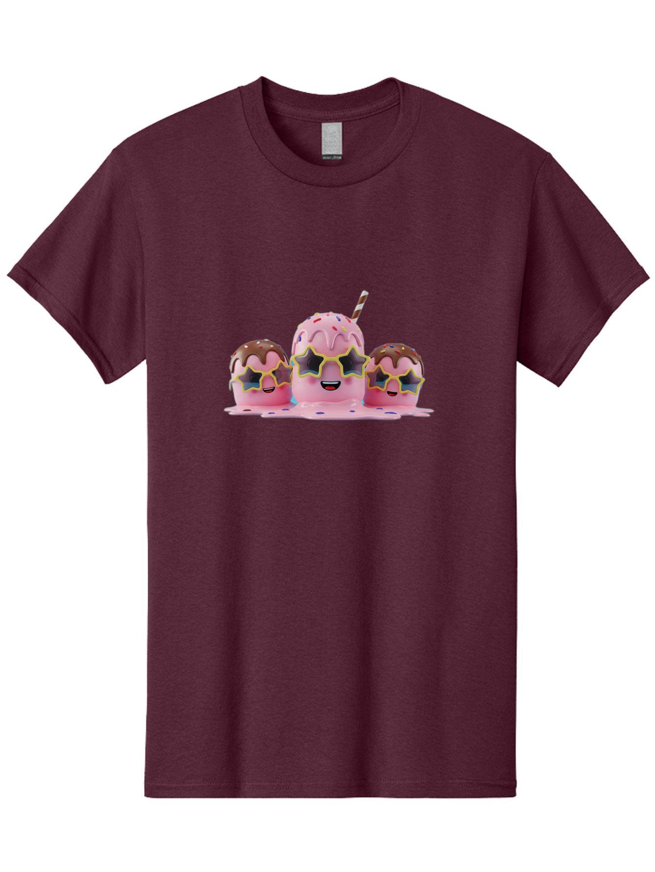 Pink-Milkshakes Men'S Graphic Tee, 100% Cotton, Comfortable Casual Summer Wear, Machine Washable, Pink Milkshake, Chocolate Topping, Colorful Sprinkles, Kawaii Characters, Melted Ice Cream, Fun Design, Sweet Treats, Dessert Lovers, Bab191 15