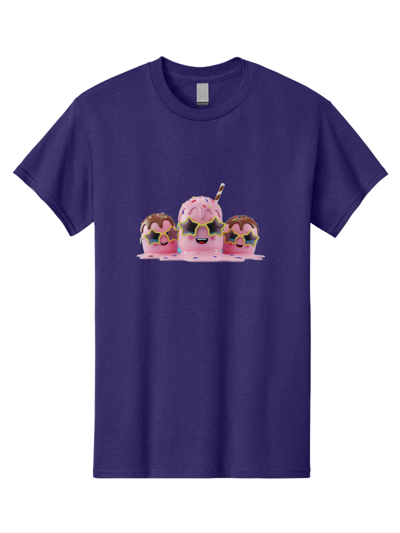 Pink-Milkshakes Men'S Graphic Tee, 100% Cotton, Comfortable Casual Summer Wear, Machine Washable, Pink Milkshake, Chocolate Topping, Colorful Sprinkles, Kawaii Characters, Melted Ice Cream, Fun Design, Sweet Treats, Dessert Lovers, Bab191 23
