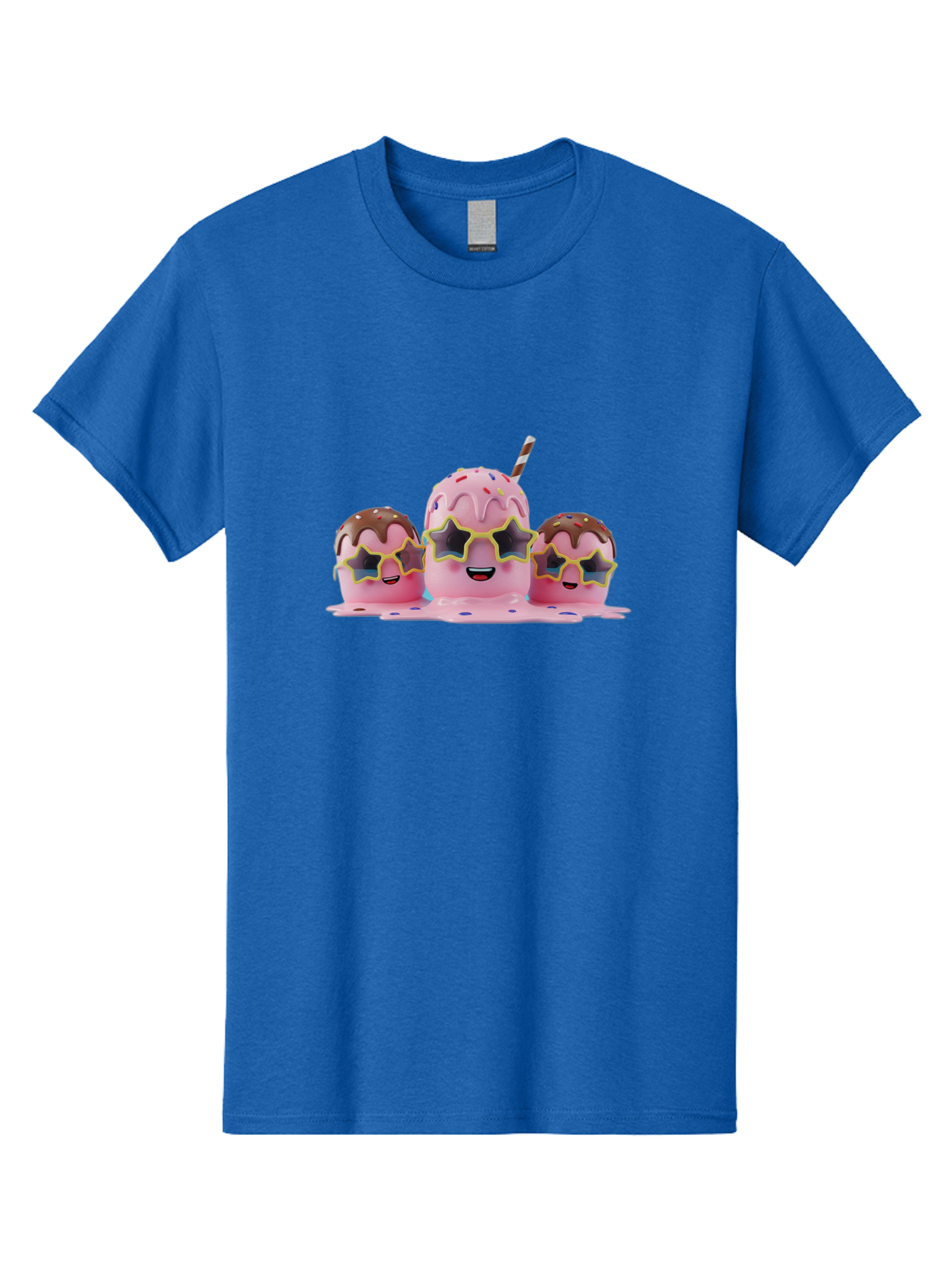 Pink-Milkshakes Men'S Graphic Tee, 100% Cotton, Comfortable Casual Summer Wear, Machine Washable, Pink Milkshake, Chocolate Topping, Colorful Sprinkles, Kawaii Characters, Melted Ice Cream, Fun Design, Sweet Treats, Dessert Lovers, Bab191 29