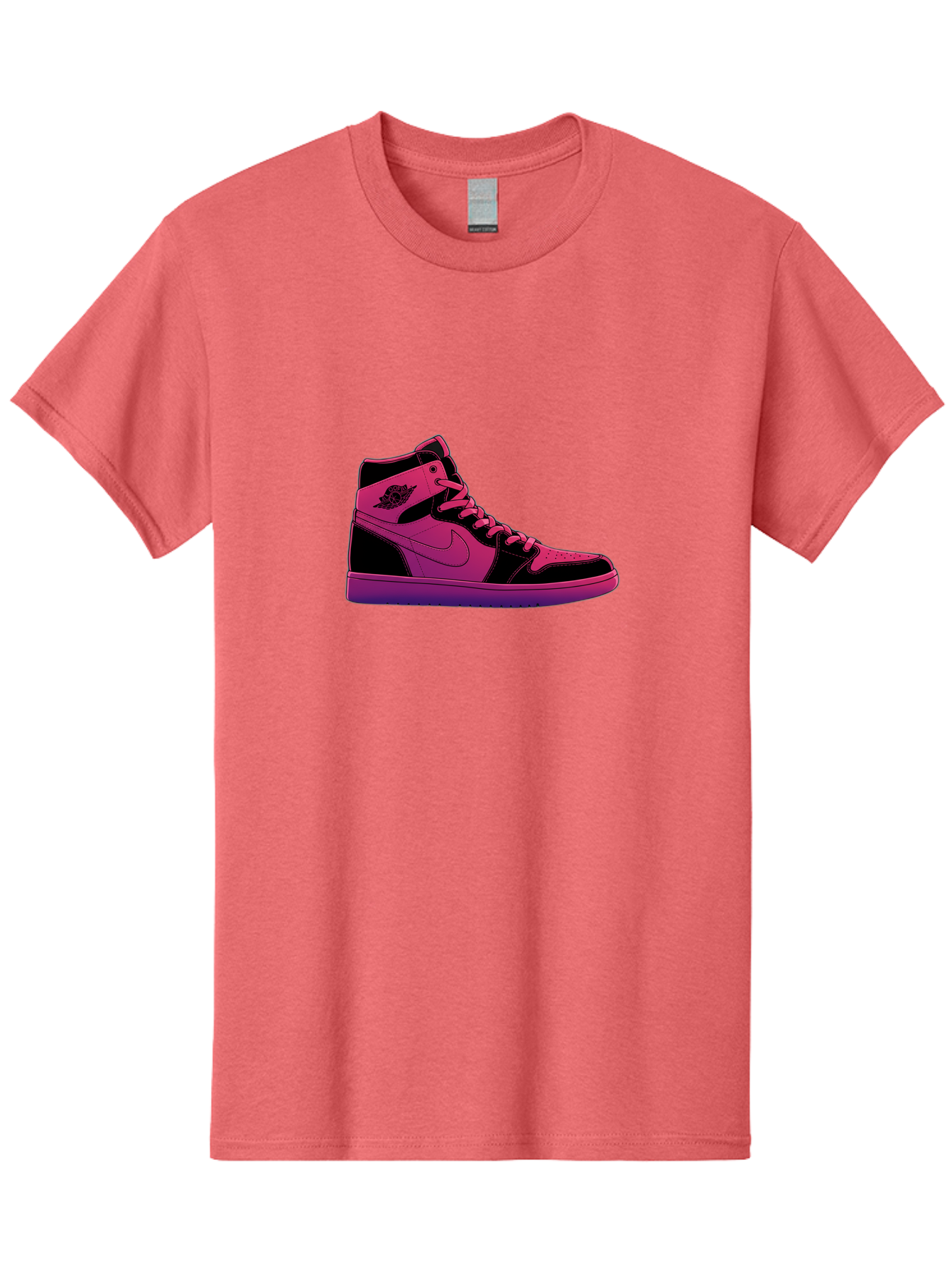 Pink-Nike-High-Top-Sneaker Men'S Graphic Tee, 100% Cotton, Comfortable Casual Summer Wear, Machine Washable, Sneaker Art, Pink And Black Design, Nike Air Jordan 1, High-Top Sneakers, Streetwear Fashion, Iconic Logo, Urban Style, Bab192 1