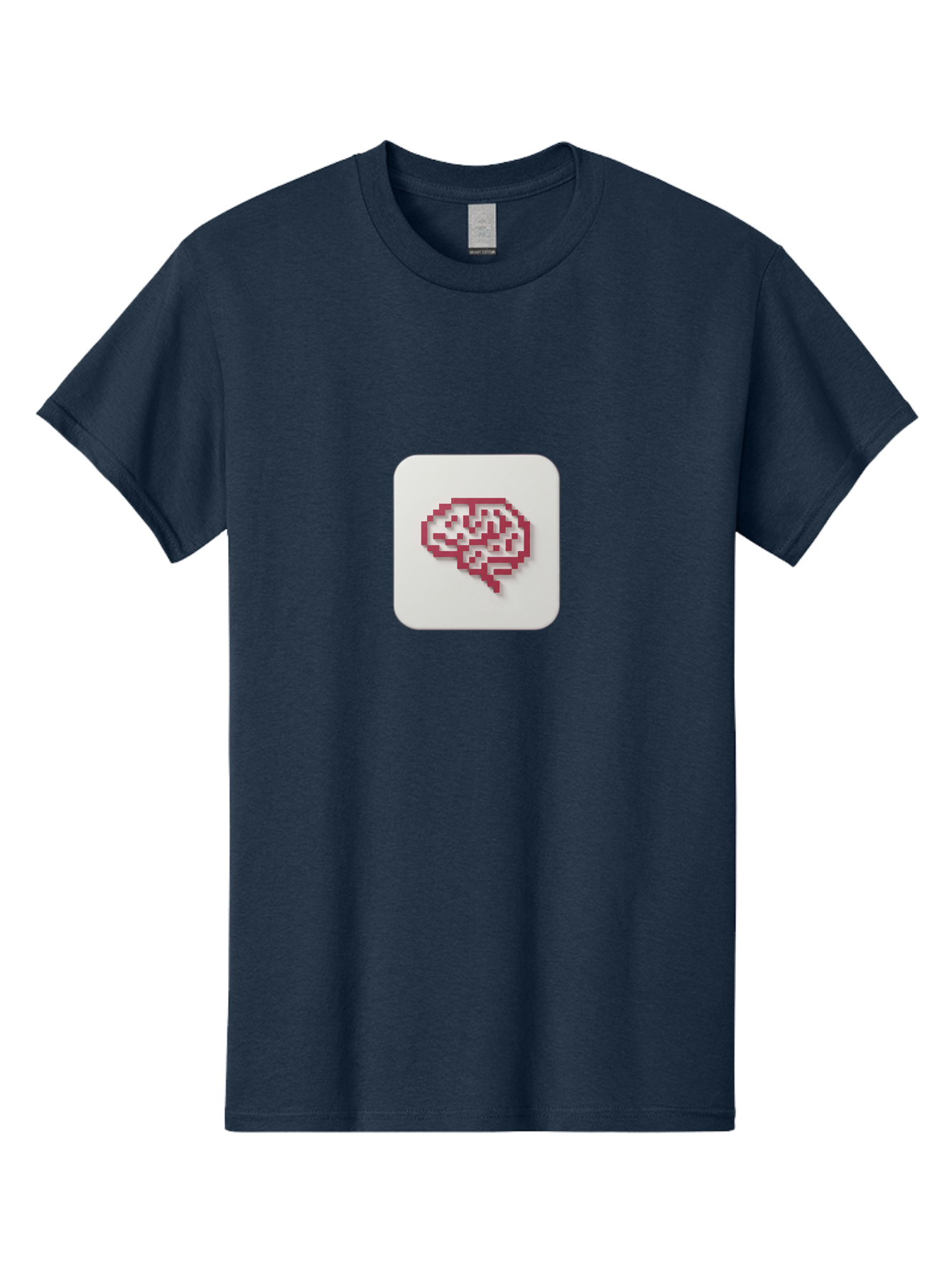 Pixel-Brain Men'S Graphic Tee, 100% Cotton, Comfortable Casual Summer Wear, Machine Washable, Pixel Art Brain, Red Outline, White Background, Rounded Square, Digital Art, Cognitive Icon, Pixelated Design, Brain Illustration, Tech-Inspired Art Bab199 21