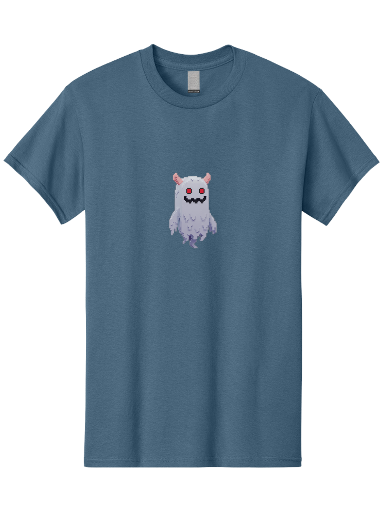 Pixel-Monster Men'S Graphic Tee, 100% Cotton, Comfortable Casual Summer Wear, Machine Washable, Pixel Art Character, Cute Monster, Red Eyes, Black Smile, Pink Horns, Furry Creature, Cartoonish, Fun Design, Playful Graphics, Retro Gaming, Bab200 13