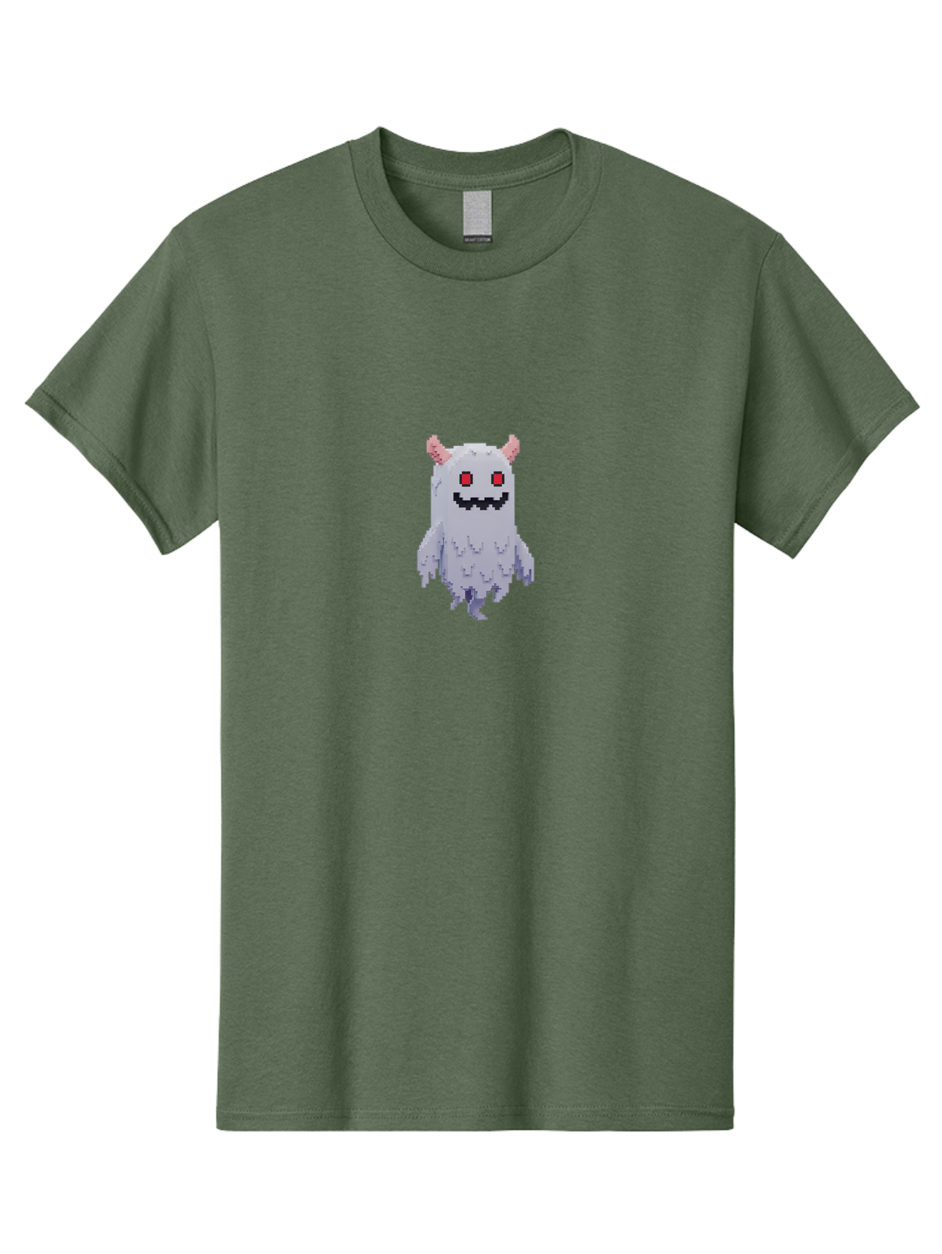 Pixel-Monster Men'S Graphic Tee, 100% Cotton, Comfortable Casual Summer Wear, Machine Washable, Pixel Art Character, Cute Monster, Red Eyes, Black Smile, Pink Horns, Furry Creature, Cartoonish, Fun Design, Playful Graphics, Retro Gaming, Bab200 17