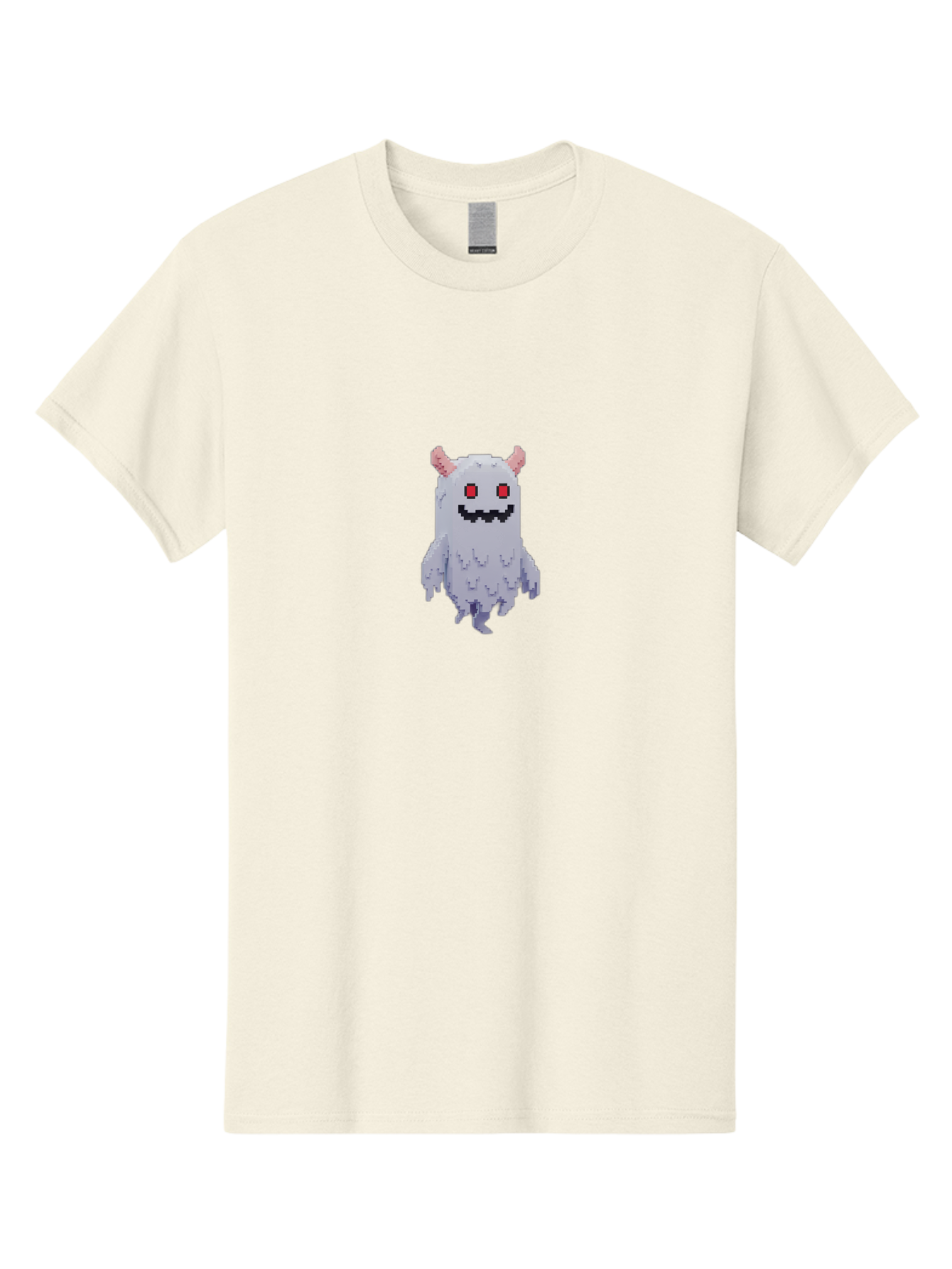 Pixel-Monster Men'S Graphic Tee, 100% Cotton, Comfortable Casual Summer Wear, Machine Washable, Pixel Art Character, Cute Monster, Red Eyes, Black Smile, Pink Horns, Furry Creature, Cartoonish, Fun Design, Playful Graphics, Retro Gaming, Bab200 5
