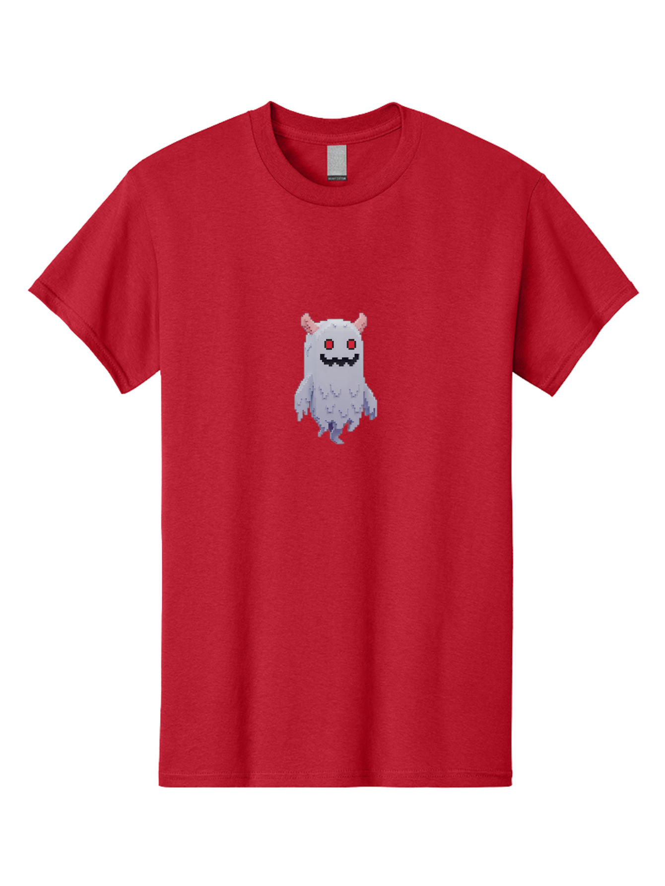 Pixel-Monster Men'S Graphic Tee, 100% Cotton, Comfortable Casual Summer Wear, Machine Washable, Pixel Art Character, Cute Monster, Red Eyes, Black Smile, Pink Horns, Furry Creature, Cartoonish, Fun Design, Playful Graphics, Retro Gaming, Bab200 25