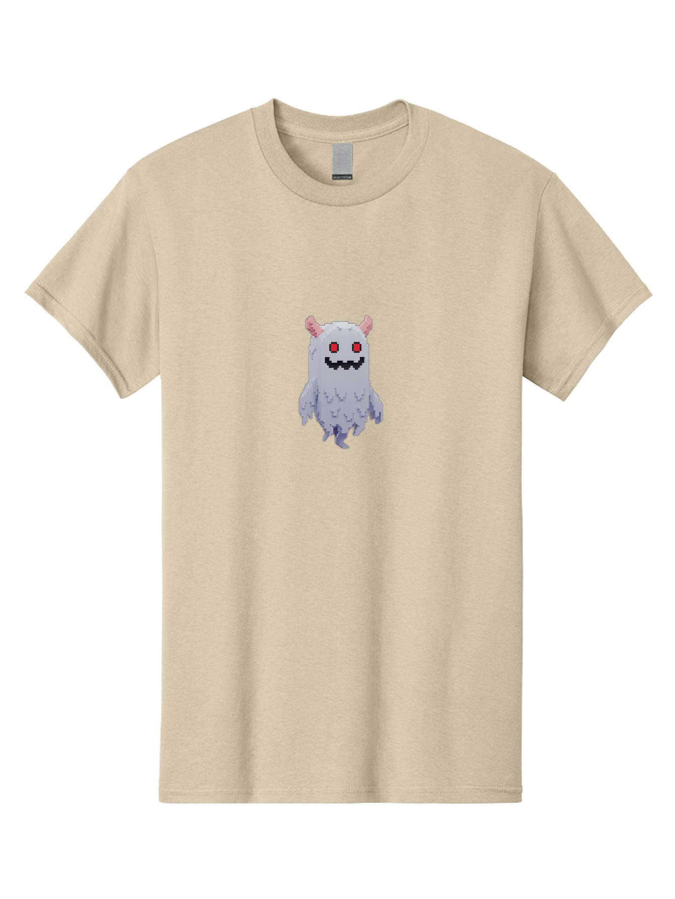 Pixel-Monster Men'S Graphic Tee, 100% Cotton, Comfortable Casual Summer Wear, Machine Washable, Pixel Art Character, Cute Monster, Red Eyes, Black Smile, Pink Horns, Furry Creature, Cartoonish, Fun Design, Playful Graphics, Retro Gaming, Bab200 3