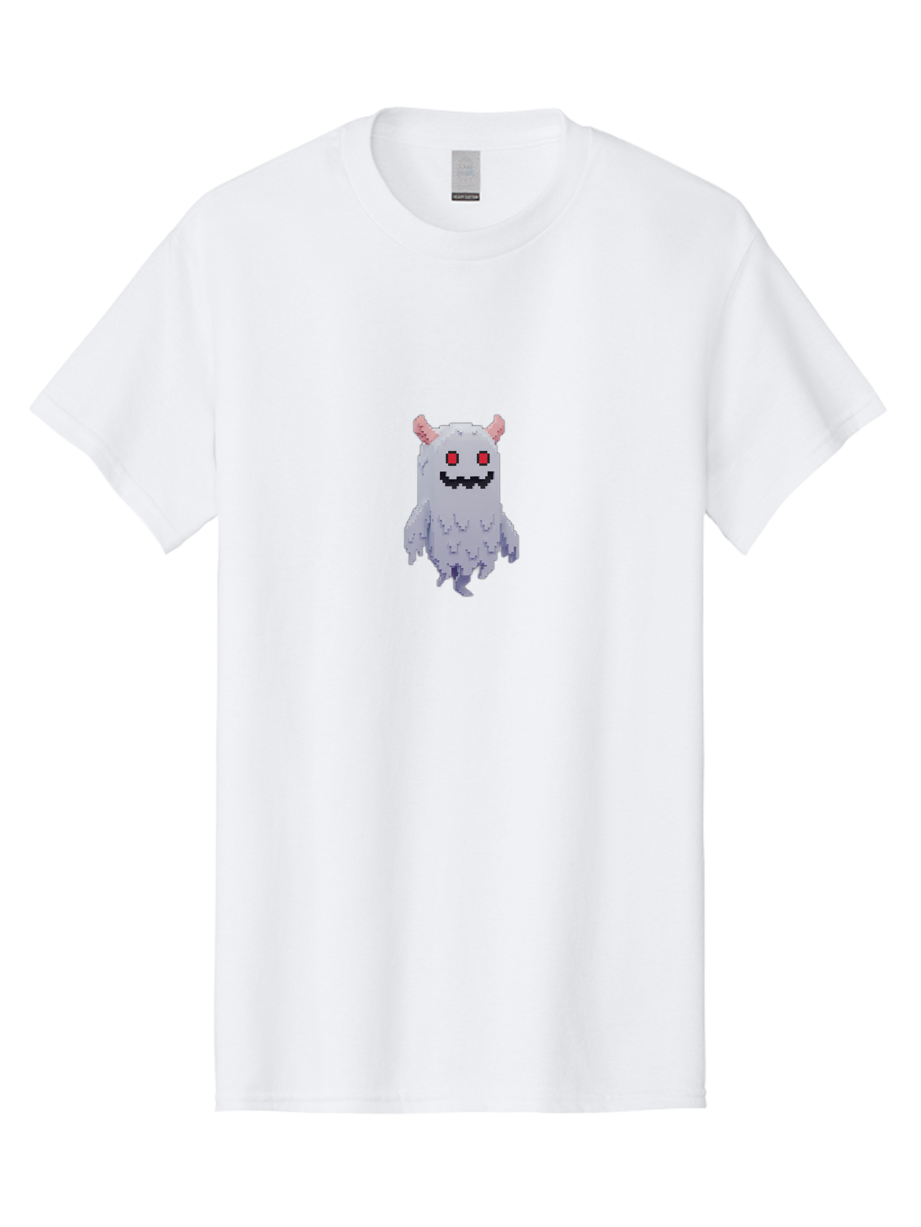 Pixel-Monster Men'S Graphic Tee, 100% Cotton, Comfortable Casual Summer Wear, Machine Washable, Pixel Art Character, Cute Monster, Red Eyes, Black Smile, Pink Horns, Furry Creature, Cartoonish, Fun Design, Playful Graphics, Retro Gaming, Bab200 7