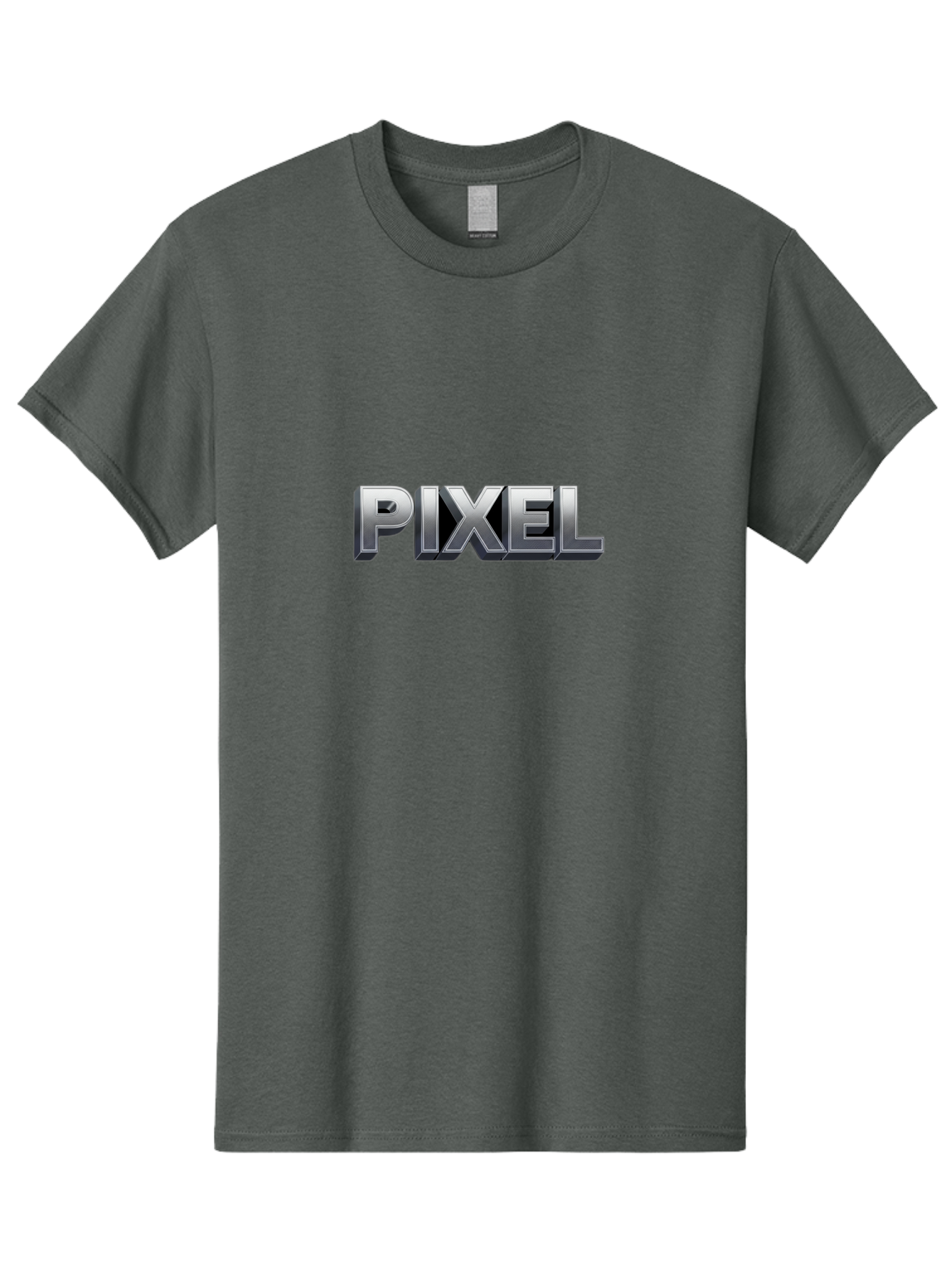 Pixel Men'S Graphic Tee, 100% Cotton, Comfortable Casual Summer Wear, Machine Washable, Pixel Art, Digital Graphics, Metallic Text, Chrome Effect, 3D Typography, Video Game Style, Graphic Design Element Bab201 15
