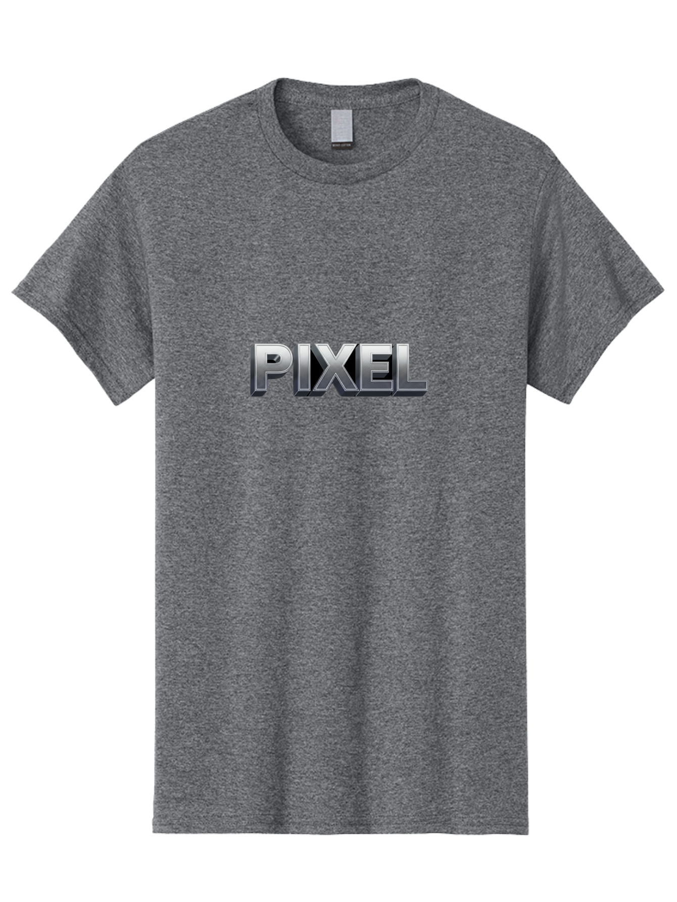 Pixel Men'S Graphic Tee, 100% Cotton, Comfortable Casual Summer Wear, Machine Washable, Pixel Art, Digital Graphics, Metallic Text, Chrome Effect, 3D Typography, Video Game Style, Graphic Design Element Bab201 27