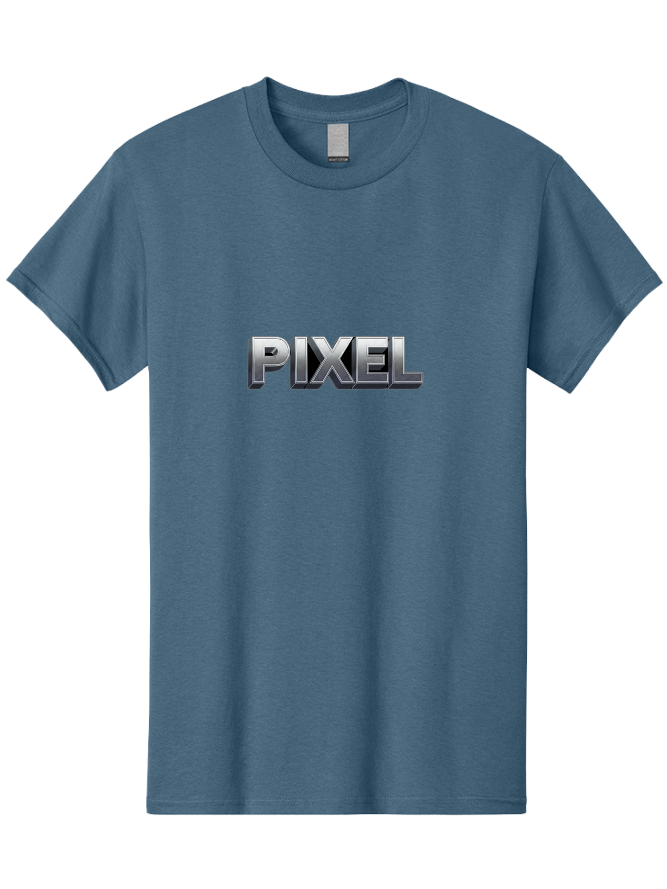 Pixel Men'S Graphic Tee, 100% Cotton, Comfortable Casual Summer Wear, Machine Washable, Pixel Art, Digital Graphics, Metallic Text, Chrome Effect, 3D Typography, Video Game Style, Graphic Design Element Bab201 23