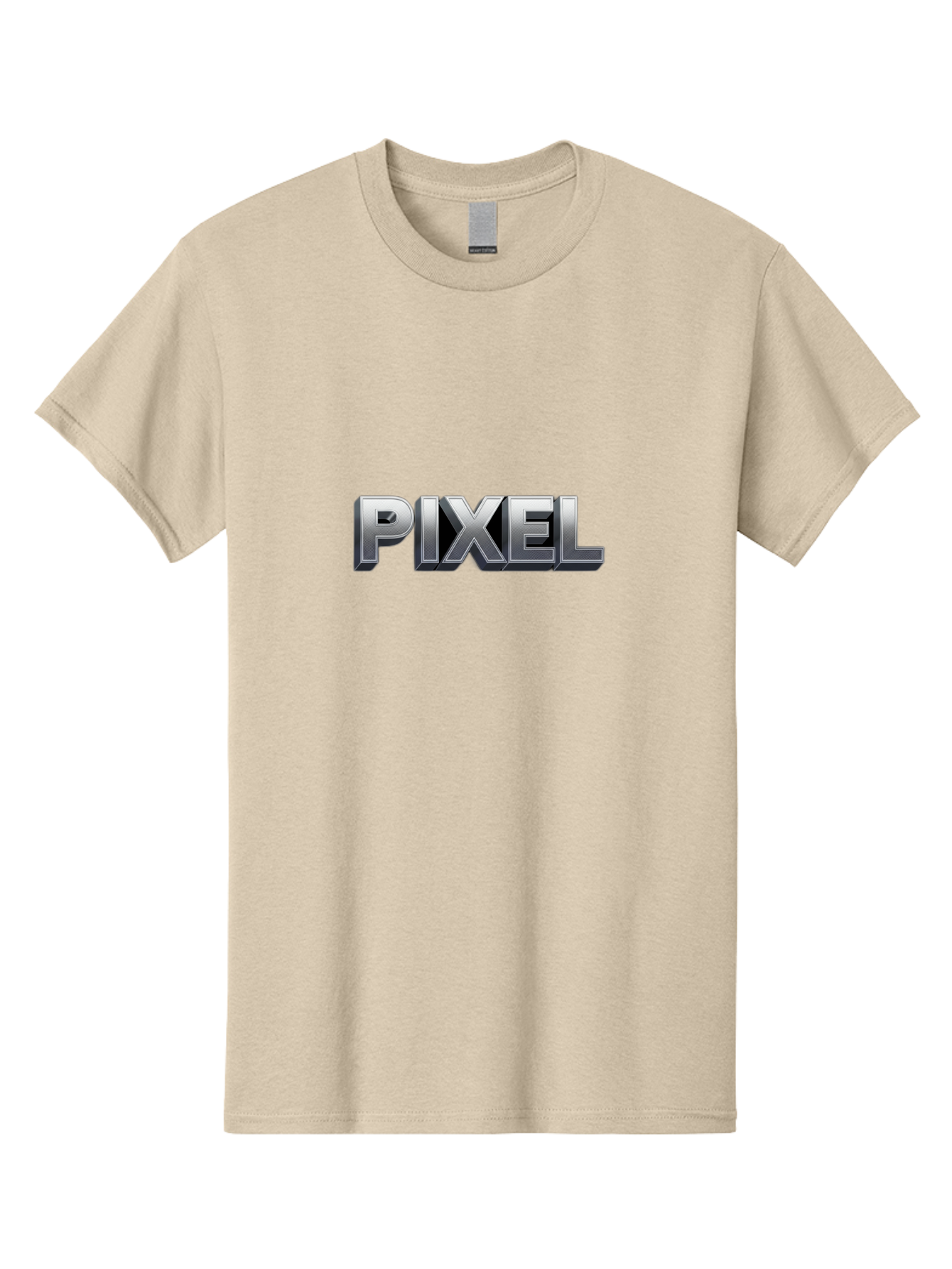 Pixel Men'S Graphic Tee, 100% Cotton, Comfortable Casual Summer Wear, Machine Washable, Pixel Art, Digital Graphics, Metallic Text, Chrome Effect, 3D Typography, Video Game Style, Graphic Design Element Bab201 3