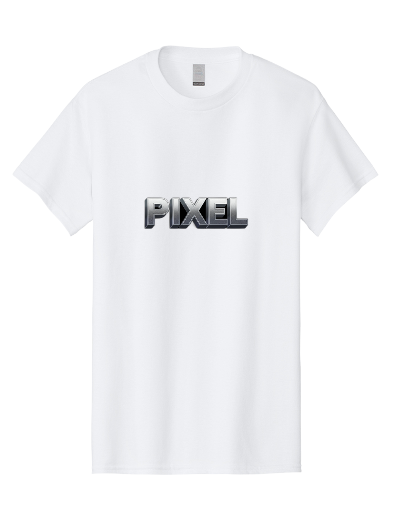 Pixel Men'S Graphic Tee, 100% Cotton, Comfortable Casual Summer Wear, Machine Washable, Pixel Art, Digital Graphics, Metallic Text, Chrome Effect, 3D Typography, Video Game Style, Graphic Design Element Bab201 13