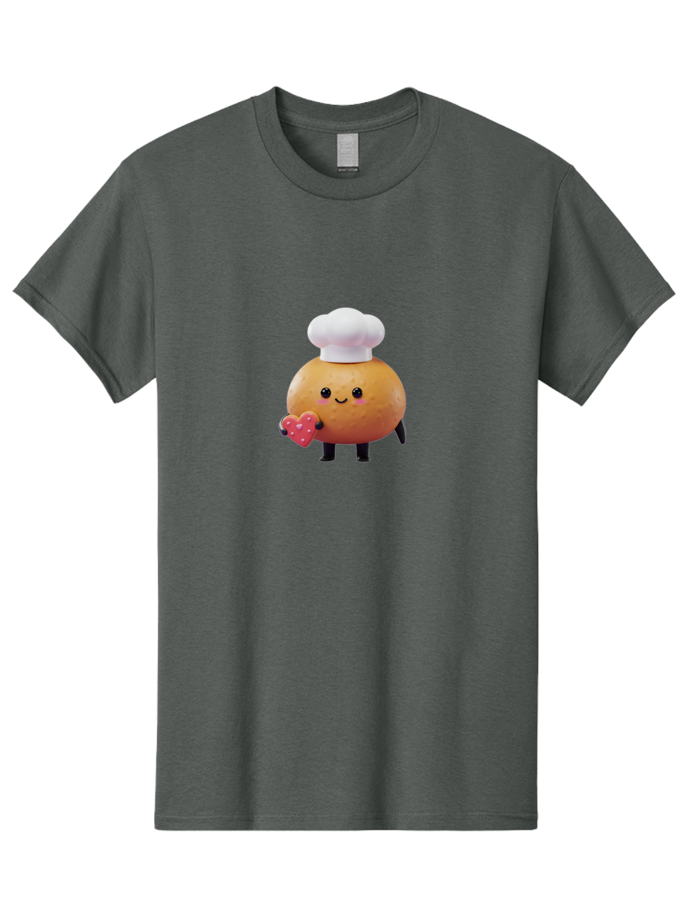 Potato-Chef-1 Men'S Graphic Tee, 100% Cotton, Comfortable Casual Summer Wear, Machine Washable, Cartoon Potato, Chef Hat, Heart-Shaped Cookie, Cute Character, Baking Theme, Kawaii Style, Sweet Treats, Adorable Design, Cookie Love, Bab214 1