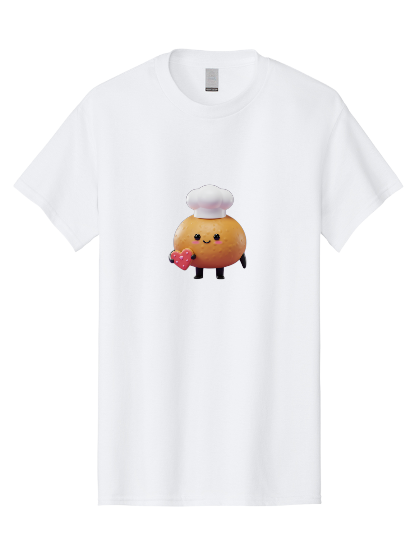 Potato-Chef-1 Men'S Graphic Tee, 100% Cotton, Comfortable Casual Summer Wear, Machine Washable, Cartoon Potato, Chef Hat, Heart-Shaped Cookie, Cute Character, Baking Theme, Kawaii Style, Sweet Treats, Adorable Design, Cookie Love, Bab214 23
