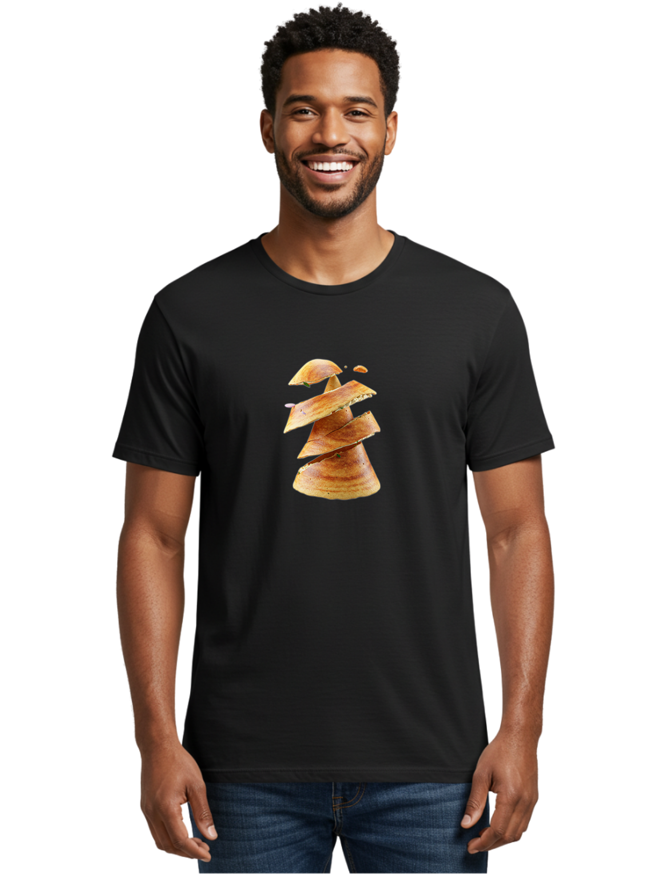 Potato-Chips-Tree Men'S Graphic Tee, 100% Cotton, Comfortable Casual Summer Wear, Machine Washable, Potato Chips Forming A Christmas Tree, Crispy Snack, Savory Delight, Crunchy Texture, Stack Of Chips, Festive Snack, Food Art, Bab216 8