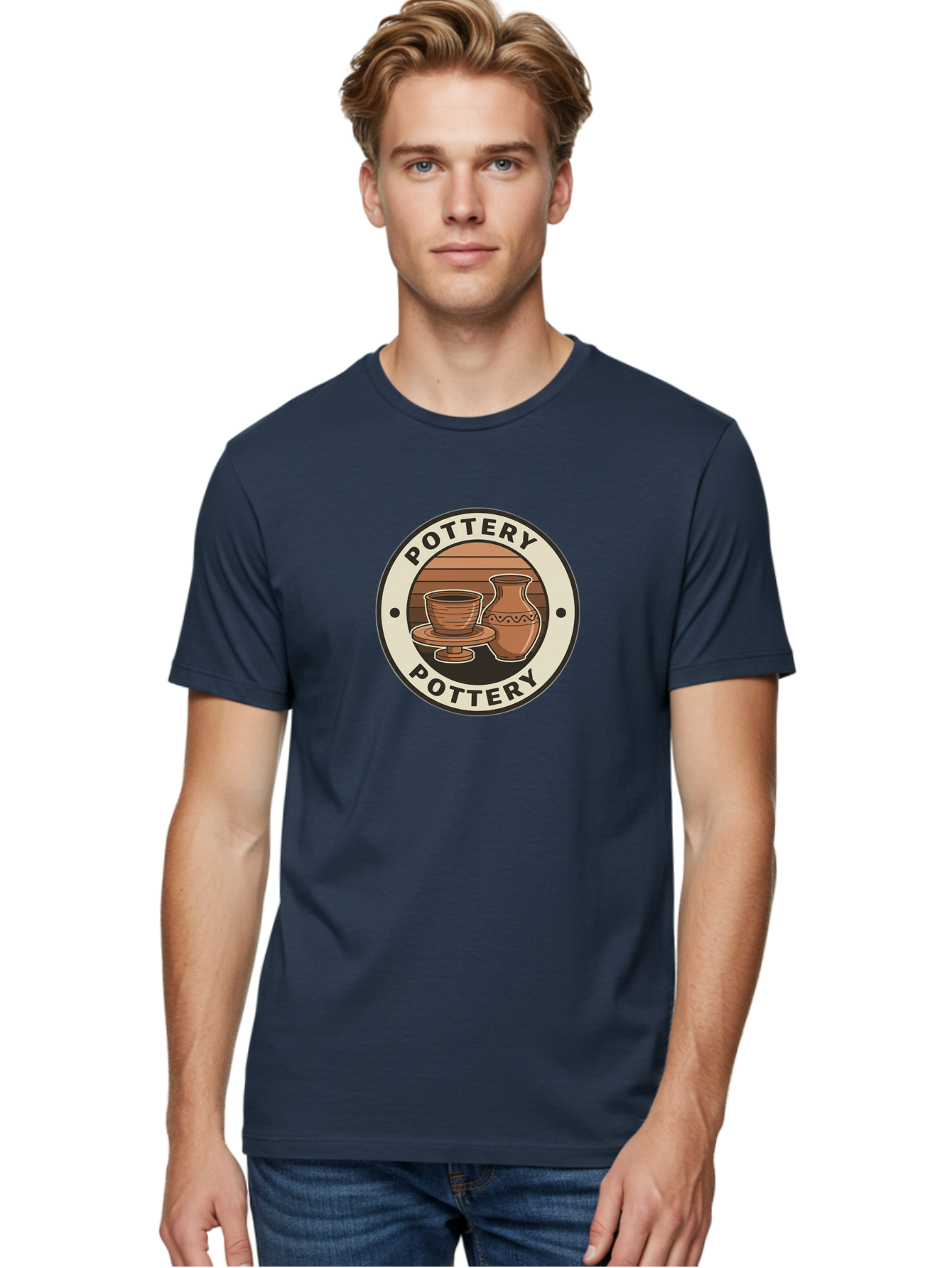 Pottery-Pottery Men'S Graphic Tee, 100% Cotton, Comfortable Casual Summer Wear, Machine Washable, Handmade Ceramics, Clay Pottery, Decorative Vases, Pottery Wheel, Ceramic Art, Brown Pottery, Pottery Designs, Handcrafted Pottery, Bab245 18