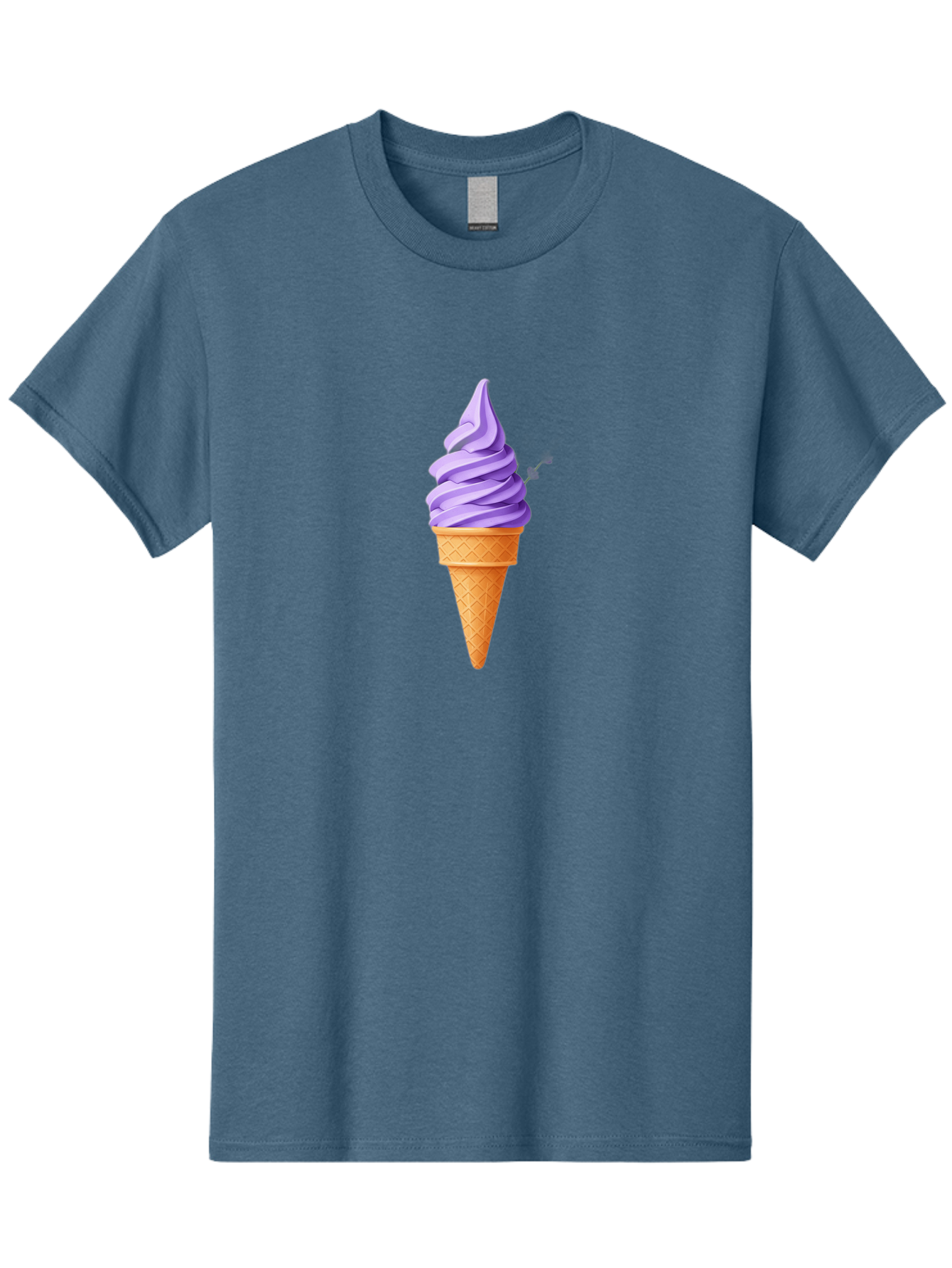 Purple-Ice-Cream Men'S Graphic Tee, 100% Cotton, Comfortable Casual Summer Wear, Machine Washable, Soft-Serve Ice Cream Cone, Purple Ice Cream, Waffle Cone, Sweet Treat, Frozen Dessert, Spiral Design, Summer Snack, Ice Cream Lover, Bab265 5