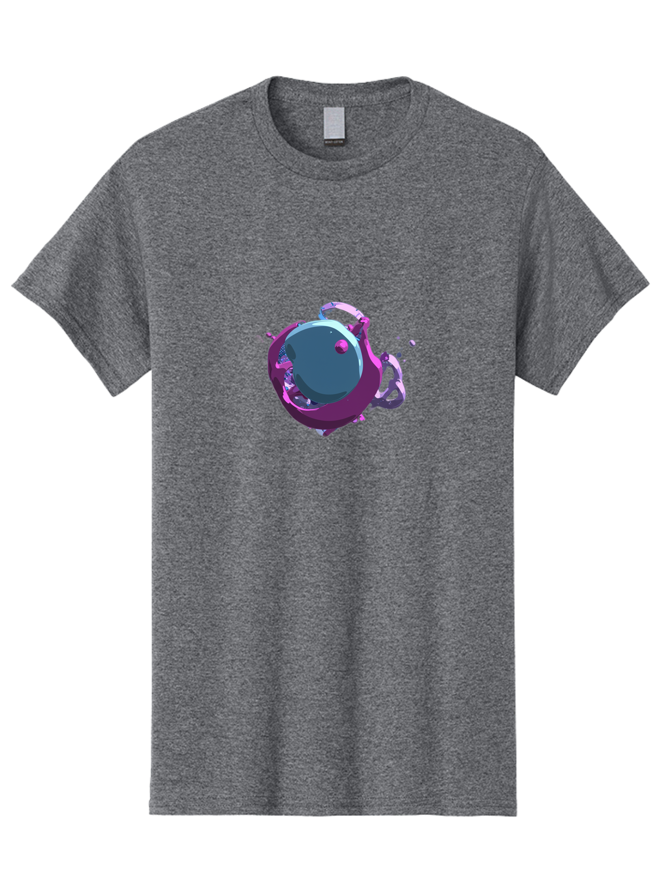 Purple-Liquid-Sphere Men'S Graphic Tee, 100% Cotton, Comfortable Casual Summer Wear, Machine Washable, Molten Sphere, 3D Rendering, Purple Color Scheme, Abstract Art, Liquid Metal, Futuristic Design, Digital Artwork, Modern Graphics Bab266 1