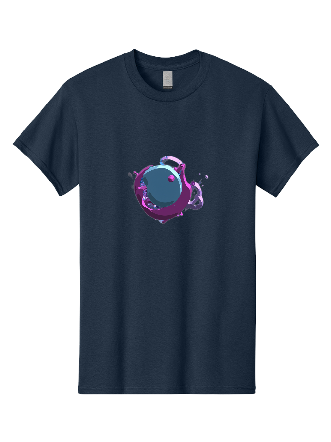 Purple-Liquid-Sphere Men'S Graphic Tee, 100% Cotton, Comfortable Casual Summer Wear, Machine Washable, Molten Sphere, 3D Rendering, Purple Color Scheme, Abstract Art, Liquid Metal, Futuristic Design, Digital Artwork, Modern Graphics Bab266 25