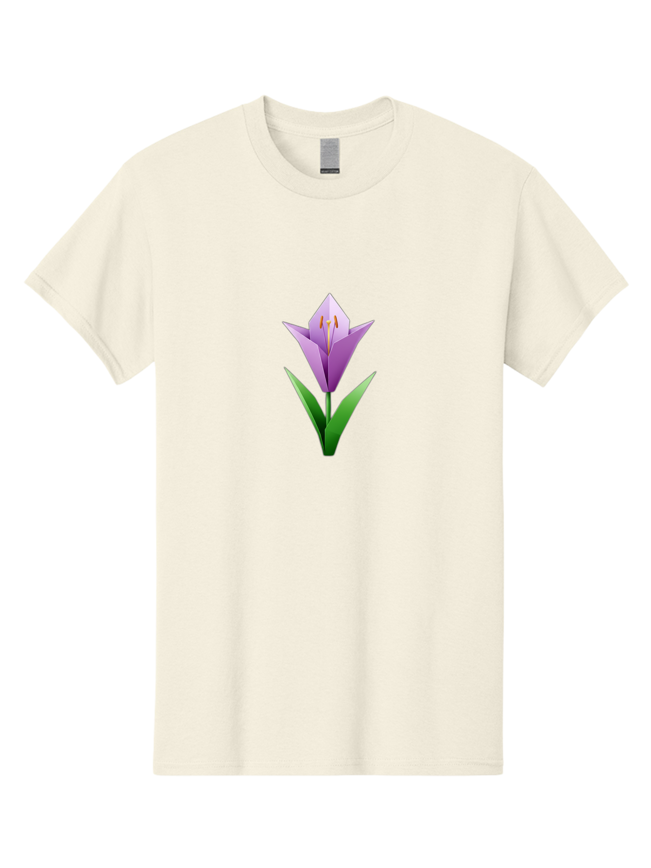 Purple-Tulip Men'S Graphic Tee, 100% Cotton, Comfortable Casual Summer Wear, Machine Washable, Origami Tulip, Purple Flower, Green Leaves, Papercraft Art, Minimalist Design, 3D Model, Floral Illustration, Creative Artwork, Tulip Icon Bab269 11