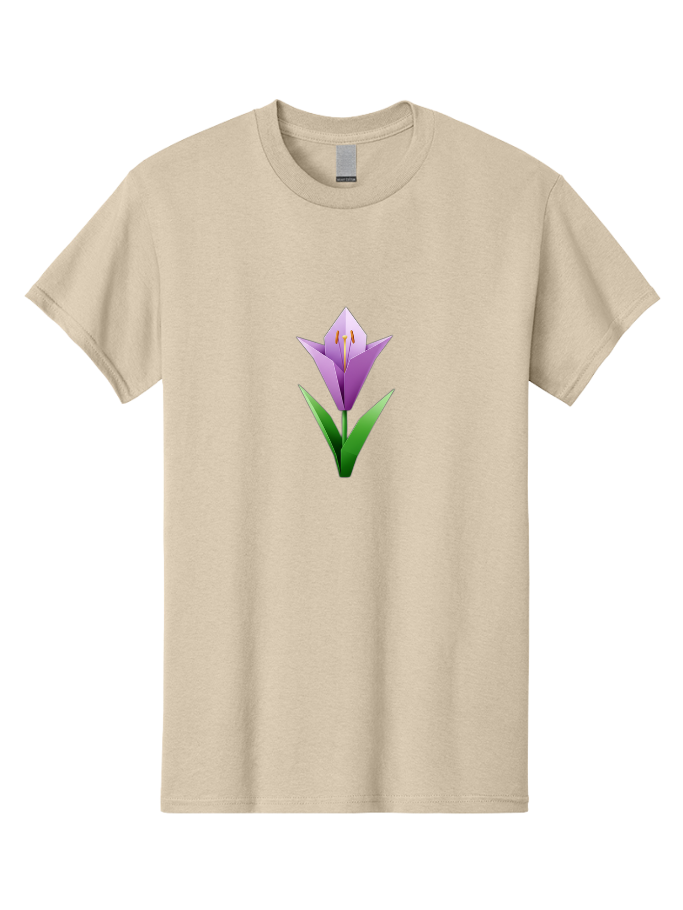 Purple-Tulip Men'S Graphic Tee, 100% Cotton, Comfortable Casual Summer Wear, Machine Washable, Origami Tulip, Purple Flower, Green Leaves, Papercraft Art, Minimalist Design, 3D Model, Floral Illustration, Creative Artwork, Tulip Icon Bab269 13