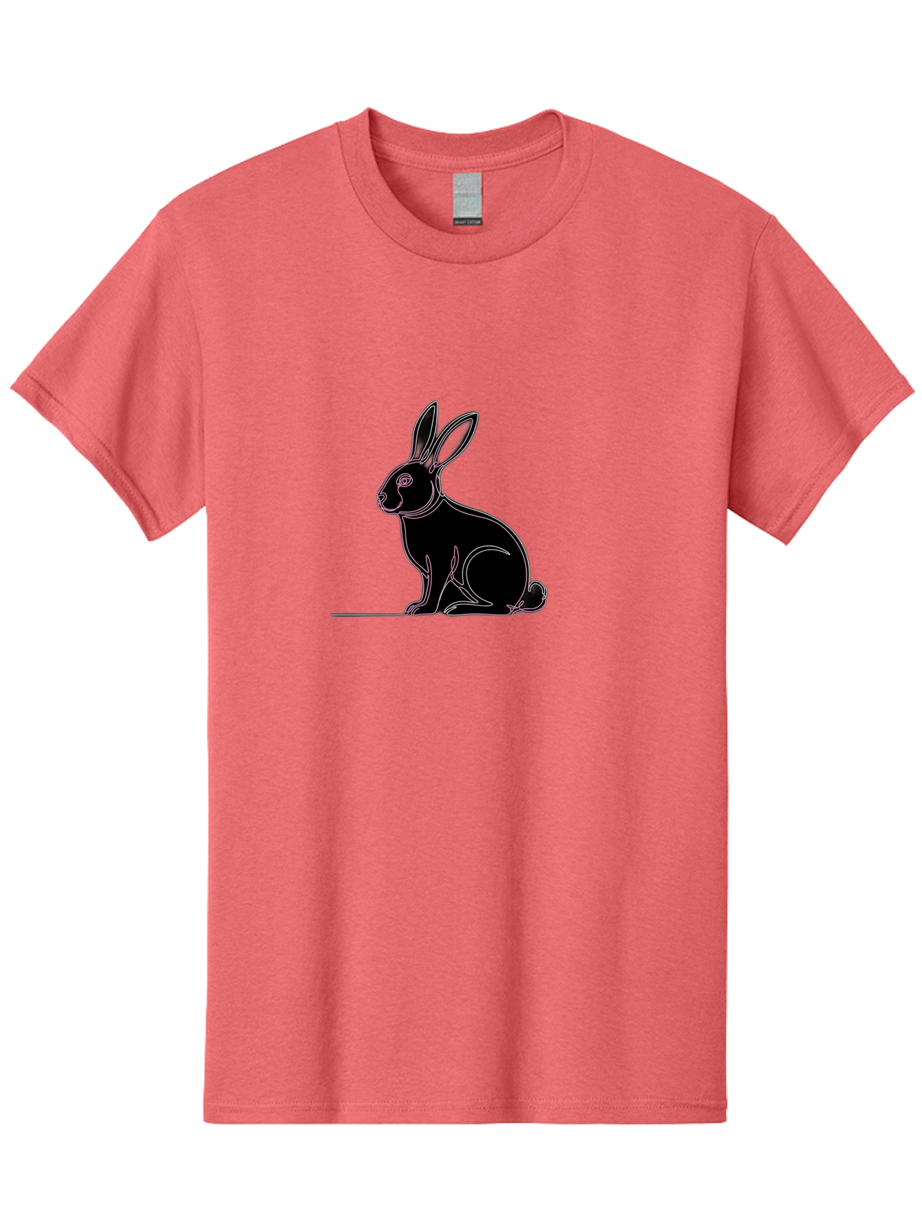 Rabbit Men'S Graphic Tee, 100% Cotton, Comfortable Casual Summer Wear, Machine Washable, Rabbit Silhouette, Rabbit Graphic, Minimalist Design, Simple Art, Cute Rabbit, Animal Icon, Line Art, Black Silhouette Bab272 3