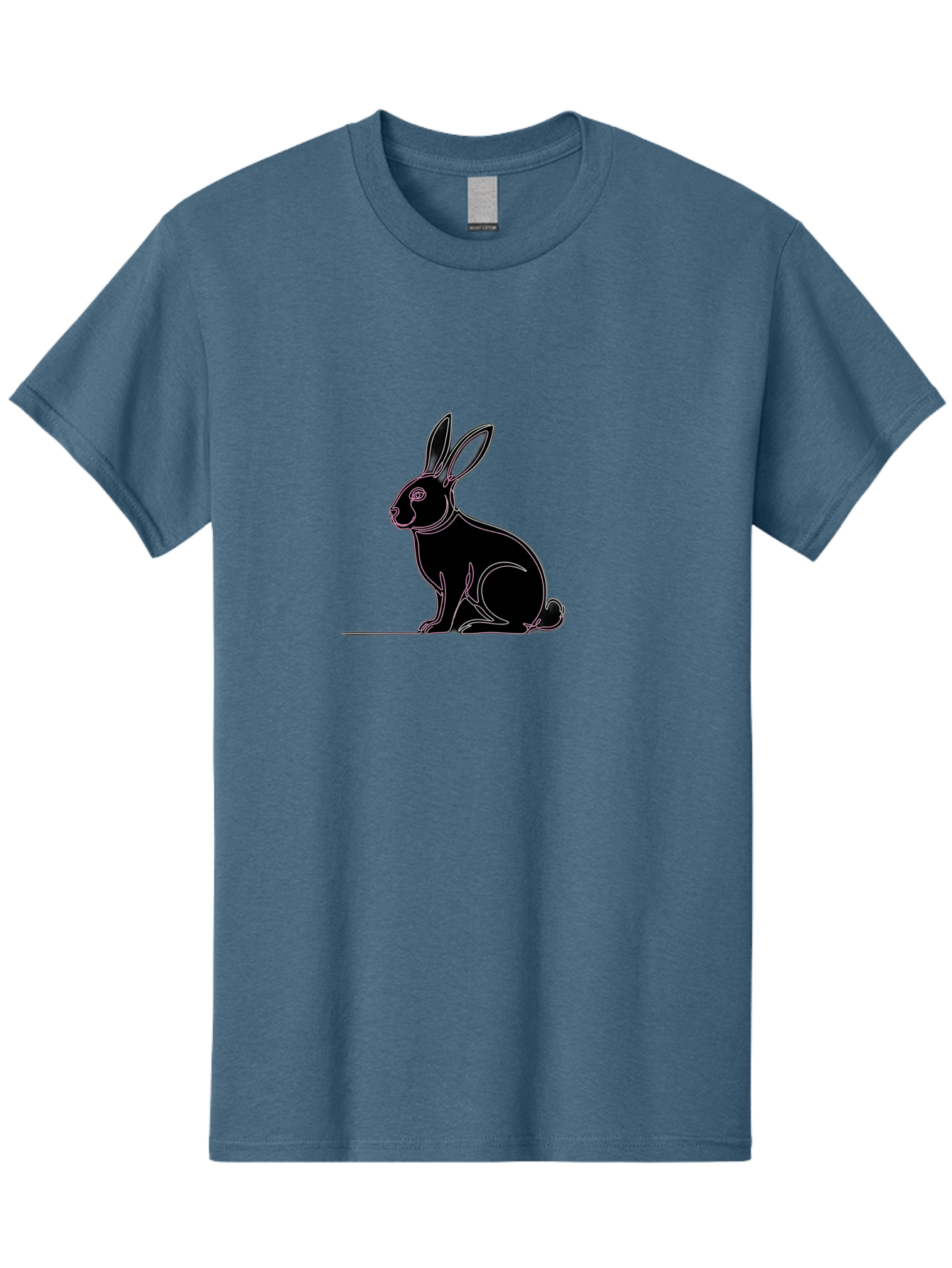 Rabbit Men'S Graphic Tee, 100% Cotton, Comfortable Casual Summer Wear, Machine Washable, Rabbit Silhouette, Rabbit Graphic, Minimalist Design, Simple Art, Cute Rabbit, Animal Icon, Line Art, Black Silhouette Bab272 25