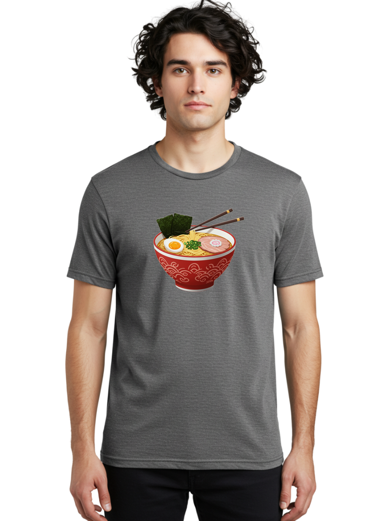 Ramen-14 Men'S Graphic Tee, 100% Cotton, Comfortable Casual Summer Wear, Machine Washable, Ramen Noodles, Japanese Cuisine, Noodle Soup, Boiled Egg, Sliced Pork, Seaweed, Green Onions, Chopsticks, Savory Broth, Asian Food Bab280 2