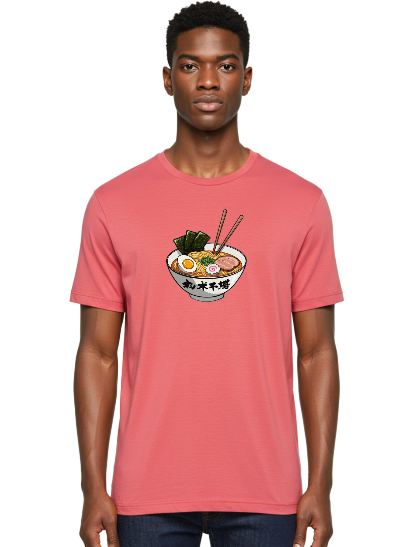 Ramen-8 Men'S Graphic Tee, 100% Cotton, Comfortable Casual Summer Wear, Machine Washable, Steaming Bowl Of Ramen, Boiled Egg, Pork Slice, Seaweed, Green Onions, Spiral Fish Cake, Chopsticks, Black Kanji On Bowl, Japanese Cuisine, Savory Broth, Bab288 26