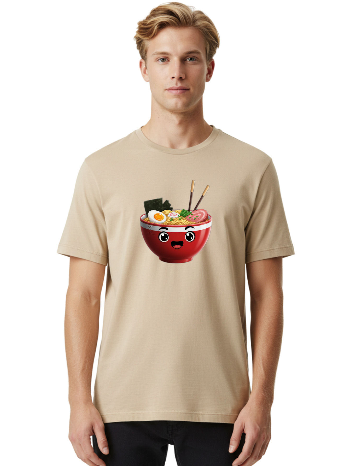 Ramen-Bowl-1 Men'S Graphic Tee, 100% Cotton, Comfortable Casual Summer Wear, Machine Washable, Cartoon Ramen, Steaming Hot Noodles, Sliced Pork, Boiled Egg, Seaweed, Chopsticks, Kawaii Food, Japanese Cuisine, Animated Meal, Fun Illustration, Bab291 14