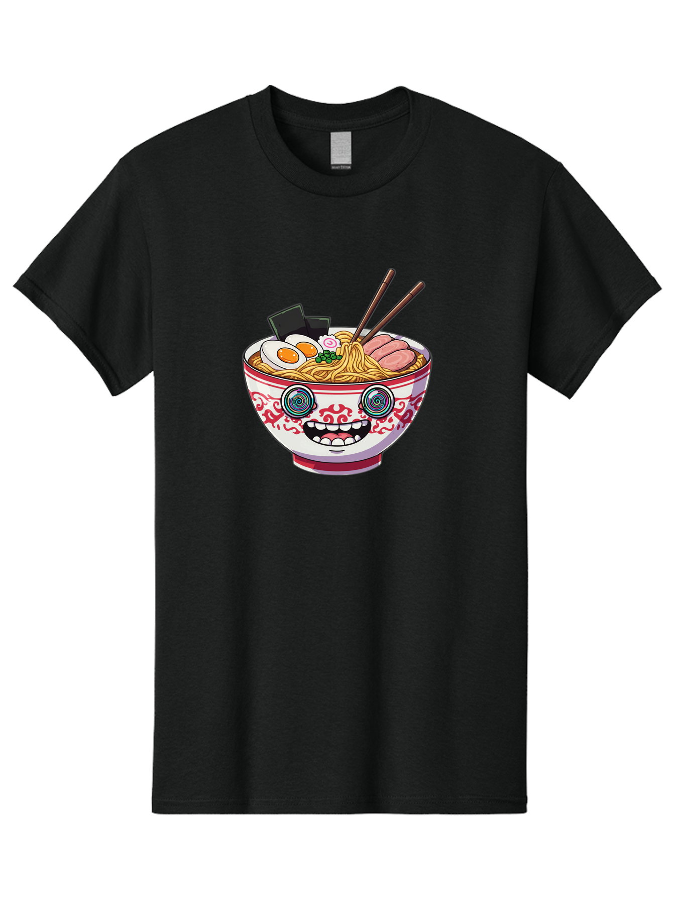 Ramen-Bowl-3 Men'S Graphic Tee, 100% Cotton, Comfortable Casual Summer Wear, Machine Washable, Cartoon Ramen, Bowl Of Noodles, Japanese Food, Noodle Soup, Eggs, Meat, Chopsticks, Kawaii Style, Anime-Inspired, Food Illustration, Colorful Dish, Bab293 3