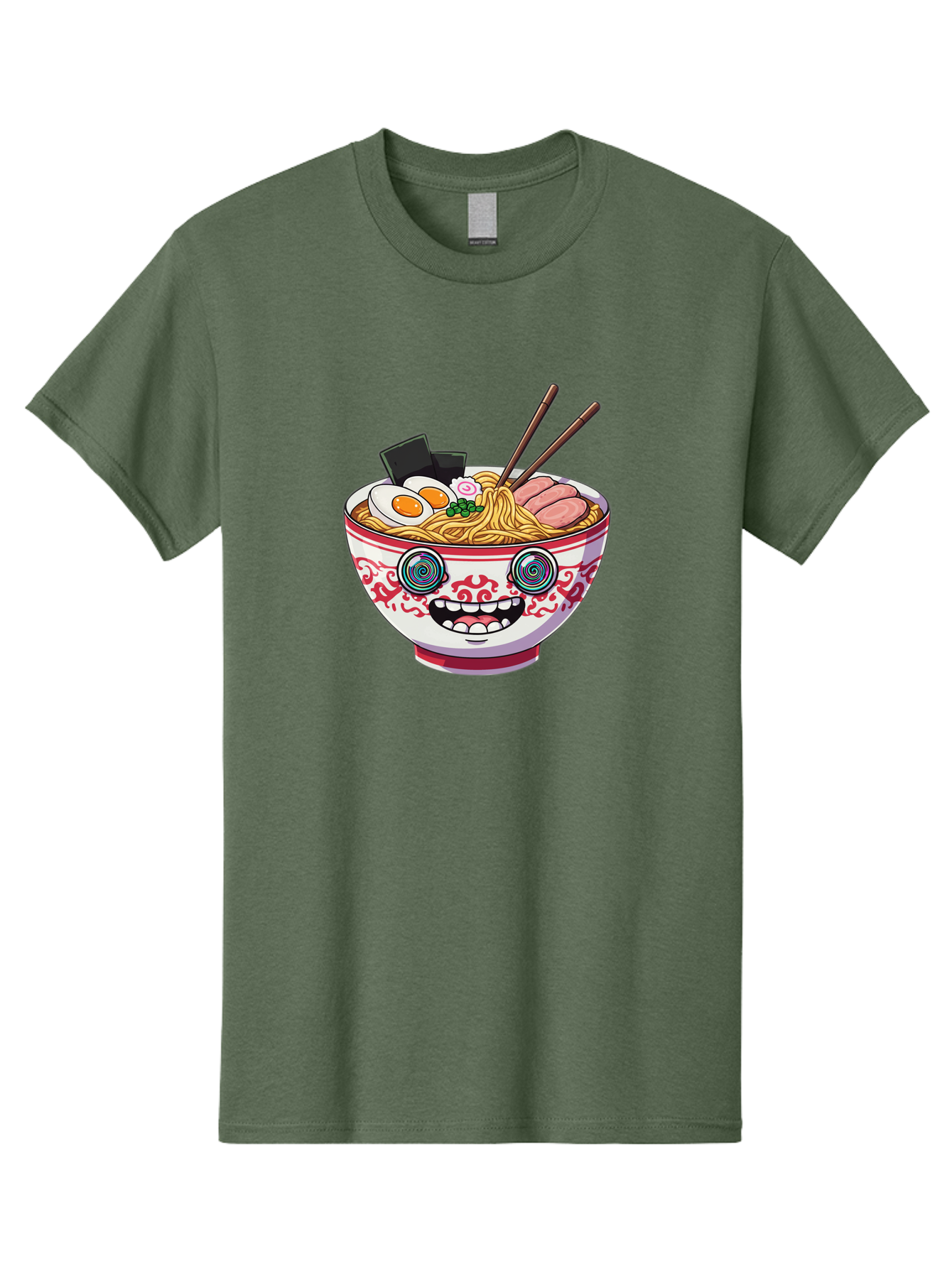 Ramen-Bowl-3 Men'S Graphic Tee, 100% Cotton, Comfortable Casual Summer Wear, Machine Washable, Cartoon Ramen, Bowl Of Noodles, Japanese Food, Noodle Soup, Eggs, Meat, Chopsticks, Kawaii Style, Anime-Inspired, Food Illustration, Colorful Dish, Bab293 11