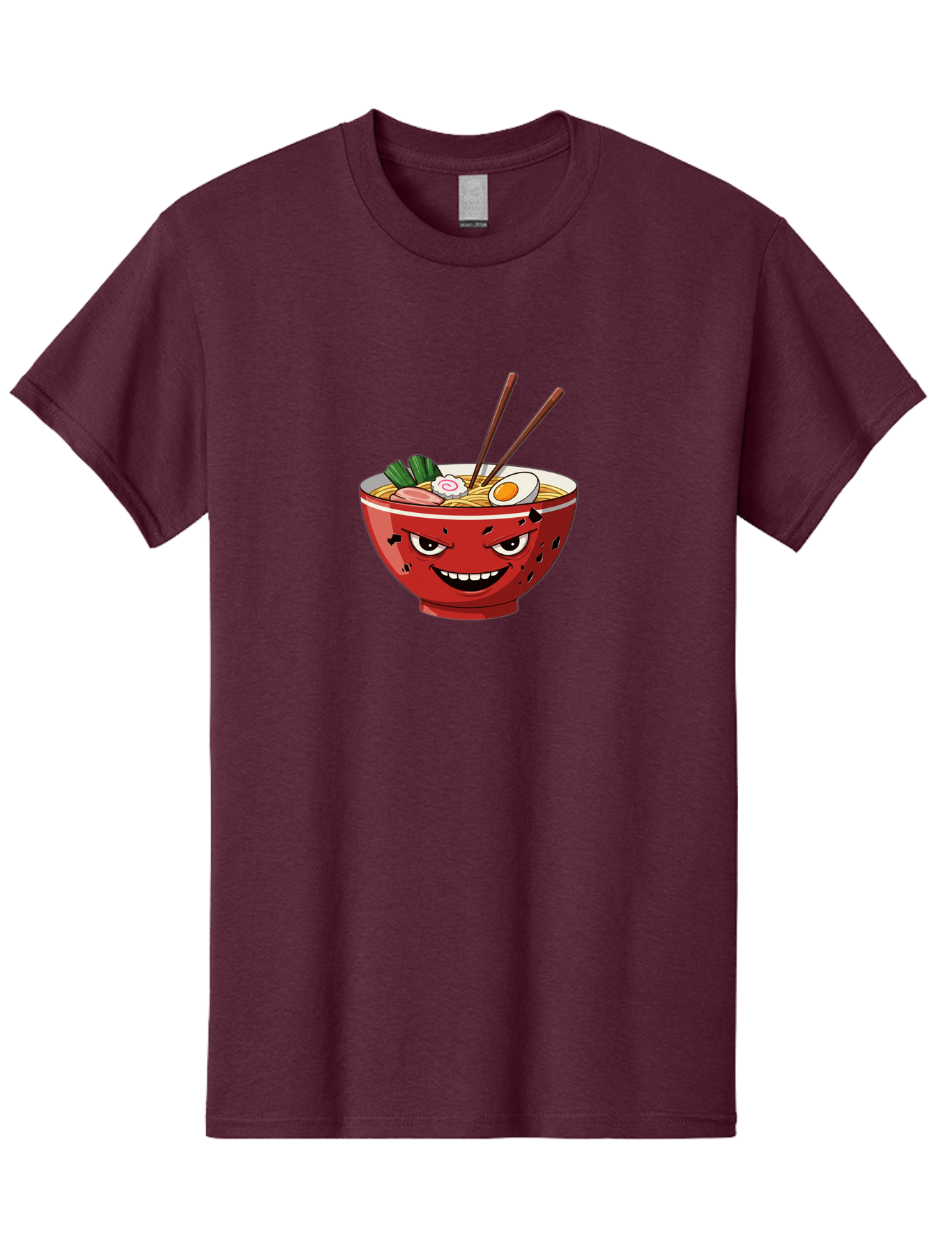 Ramen-Bowl-4 Men'S Graphic Tee, 100% Cotton, Comfortable Casual Summer Wear, Machine Washable, Ramen Bowl, Noodle Soup, Angry Face, Chopsticks, Boiled Egg, Sliced Pork, Green Onions, Cartoon Style, Kawaii, Japanese Cuisine, Comic Character Bab294 13