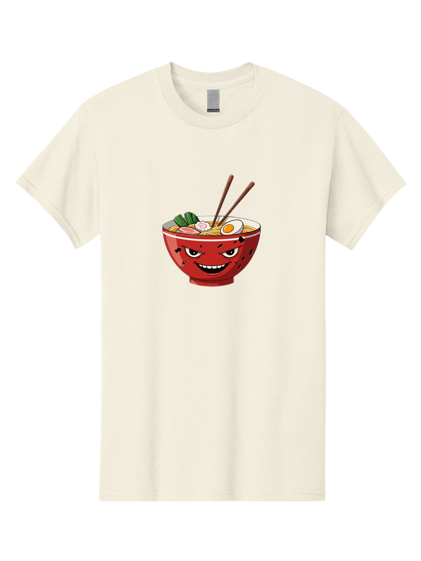 Ramen-Bowl-4 Men'S Graphic Tee, 100% Cotton, Comfortable Casual Summer Wear, Machine Washable, Ramen Bowl, Noodle Soup, Angry Face, Chopsticks, Boiled Egg, Sliced Pork, Green Onions, Cartoon Style, Kawaii, Japanese Cuisine, Comic Character Bab294 5