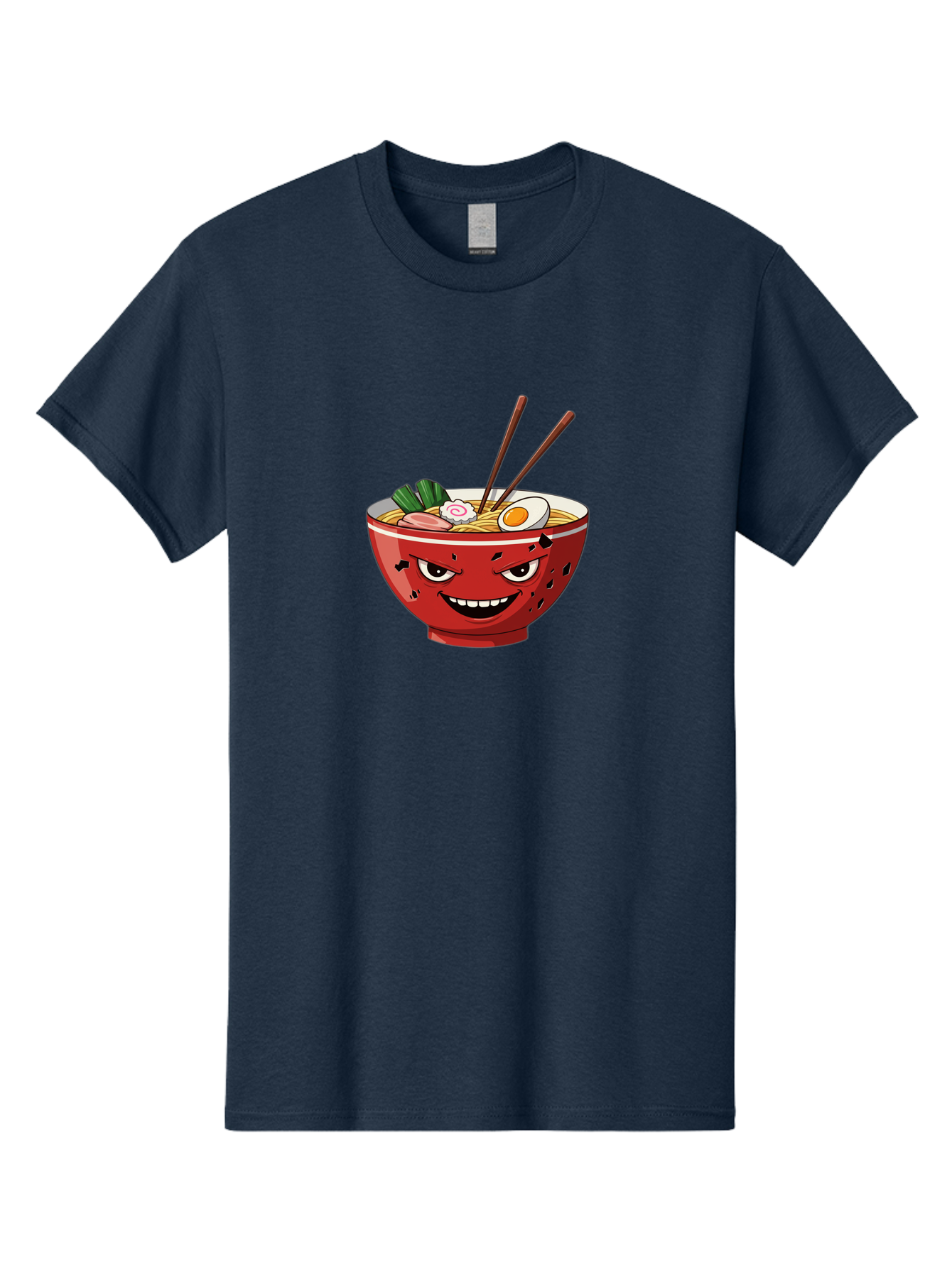 Ramen-Bowl-4 Men'S Graphic Tee, 100% Cotton, Comfortable Casual Summer Wear, Machine Washable, Ramen Bowl, Noodle Soup, Angry Face, Chopsticks, Boiled Egg, Sliced Pork, Green Onions, Cartoon Style, Kawaii, Japanese Cuisine, Comic Character Bab294 25