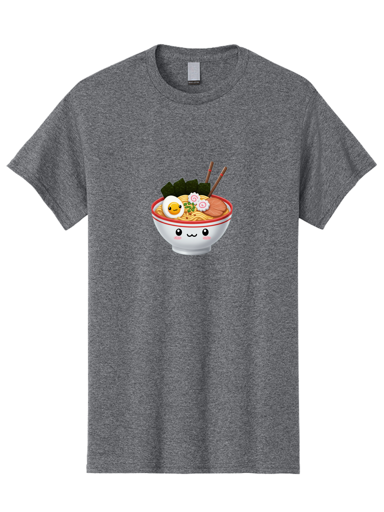 Ramen-Bowl-7 Men'S Graphic Tee, 100% Cotton, Comfortable Casual Summer Wear, Machine Washable, Ramen Noodles, Steaming Bowl, Egg, Seaweed, Narutomaki, Chopsticks, Happy Face, Cartoon Style, Japanese Cuisine, Kawaii Food, Noodle Soup, Bab297 13