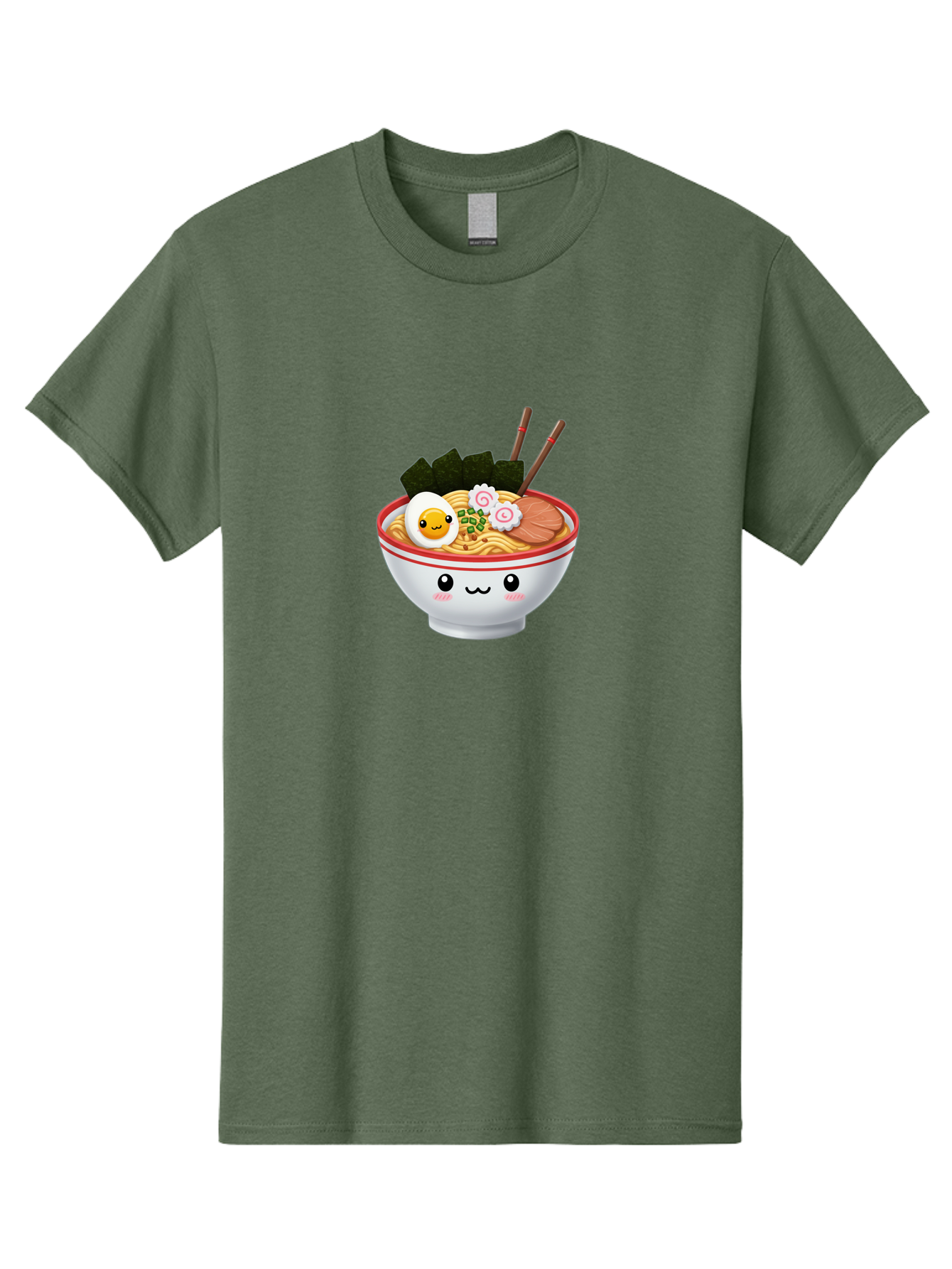 Ramen-Bowl-7 Men'S Graphic Tee, 100% Cotton, Comfortable Casual Summer Wear, Machine Washable, Ramen Noodles, Steaming Bowl, Egg, Seaweed, Narutomaki, Chopsticks, Happy Face, Cartoon Style, Japanese Cuisine, Kawaii Food, Noodle Soup, Bab297 23