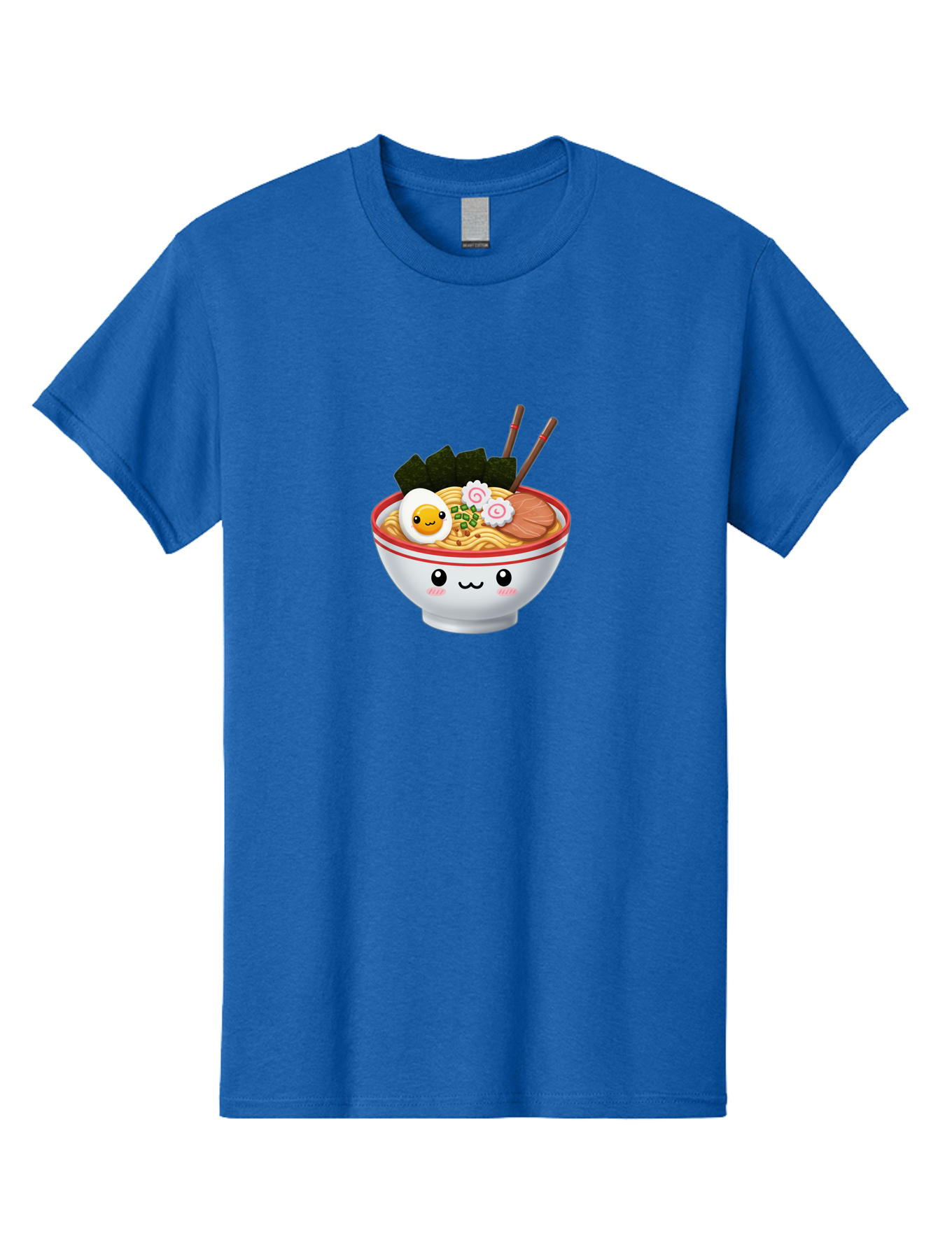 Ramen-Bowl-7 Men'S Graphic Tee, 100% Cotton, Comfortable Casual Summer Wear, Machine Washable, Ramen Noodles, Steaming Bowl, Egg, Seaweed, Narutomaki, Chopsticks, Happy Face, Cartoon Style, Japanese Cuisine, Kawaii Food, Noodle Soup, Bab297 21
