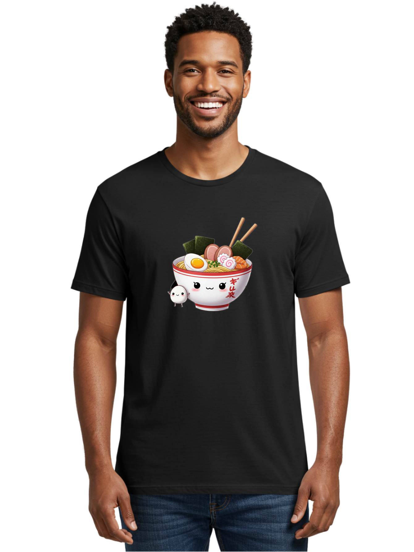 Ramen-Bowl-8 Men'S Graphic Tee, 100% Cotton, Comfortable Casual Summer Wear, Machine Washable, Kawaii Ramen, Steaming Hot Noodles, Boiled Egg, Sliced Pork, Seaweed, Japanese Cuisine, Cartoon Food, Ramen Character, Adorable Illustration, Bab298 26