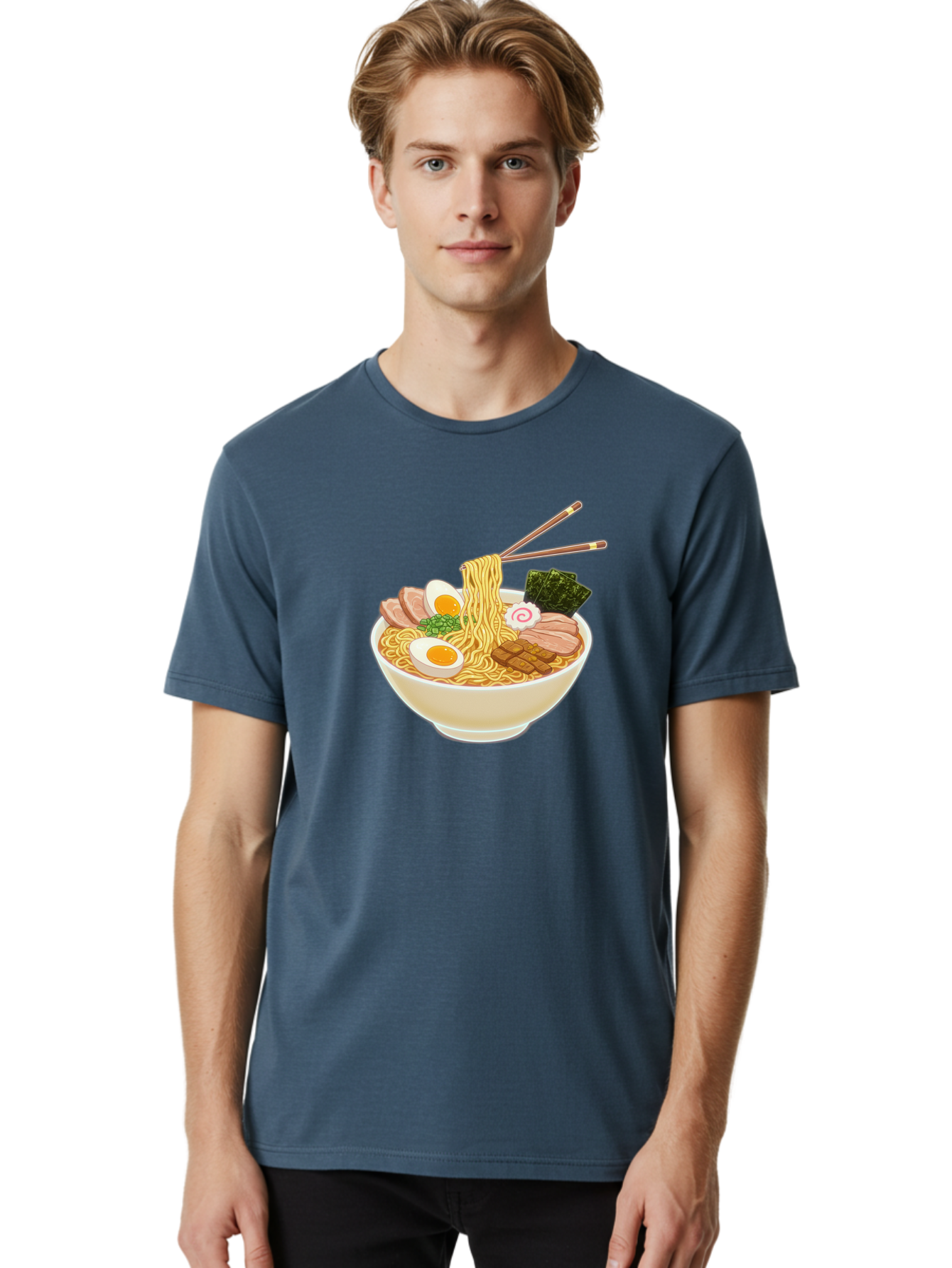 Ramen-Noodle-1 Men'S Graphic Tee, 100% Cotton, Comfortable Casual Summer Wear, Machine Washable, Delicious Ramen, Steaming Hot Noodles, Savory Pork Slices, Boiled Egg, Seaweed, Chopsticks, Japanese Cuisine, Noodle Soup, Comfort Food, Bab302 24