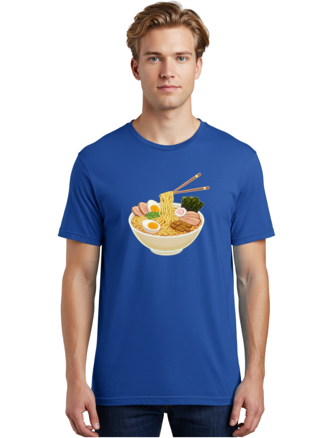 Ramen-Noodle-1 Men'S Graphic Tee, 100% Cotton, Comfortable Casual Summer Wear, Machine Washable, Delicious Ramen, Steaming Hot Noodles, Savory Pork Slices, Boiled Egg, Seaweed, Chopsticks, Japanese Cuisine, Noodle Soup, Comfort Food, Bab302 12