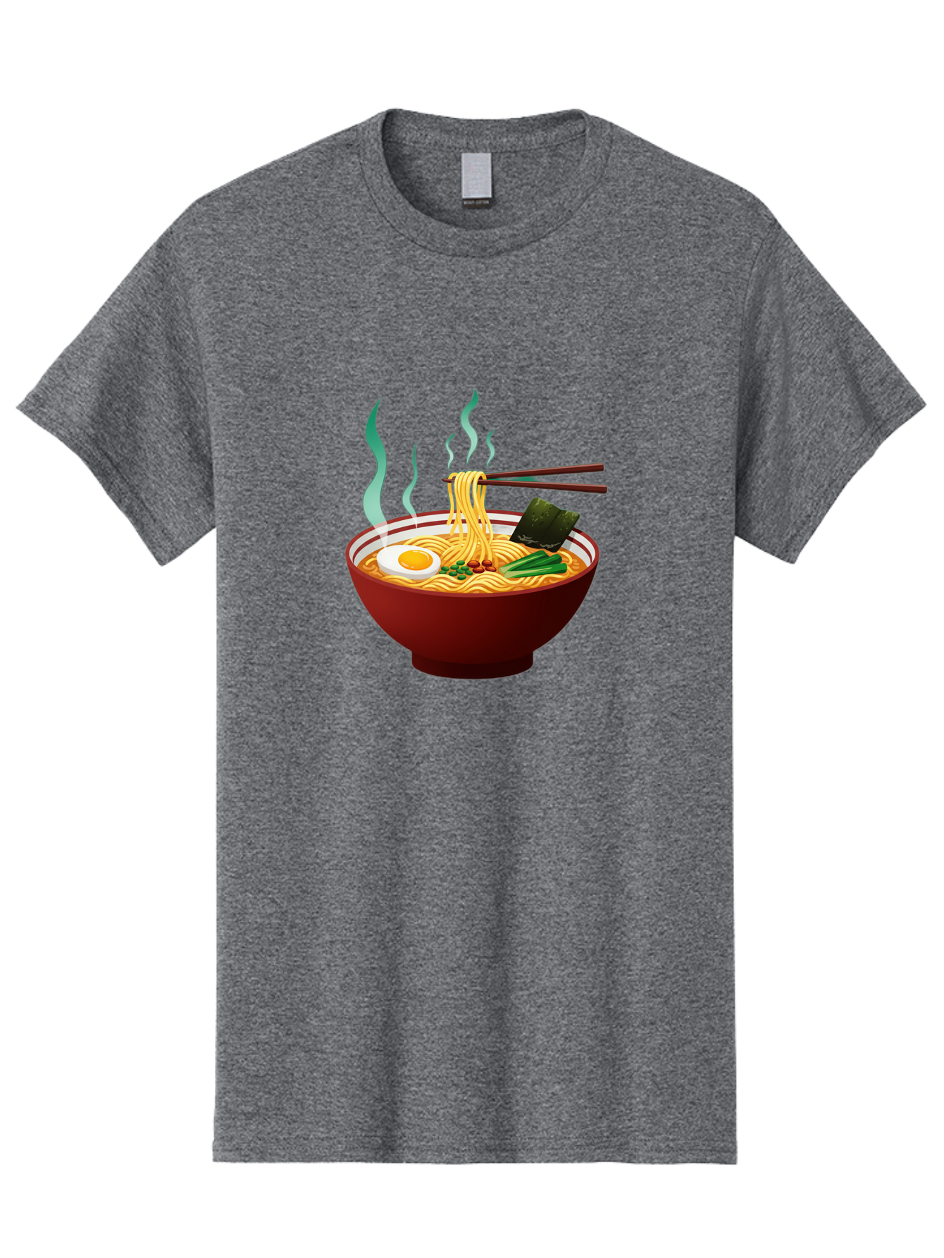Ramen-Noodle-Bowl-3 Men'S Graphic Tee, 100% Cotton, Comfortable Casual Summer Wear, Machine Washable, Steaming Hot Ramen, Yellow Noodles, Boiled Egg, Seaweed, Green Onions, Chopsticks, Asian Cuisine, Japanese Food, Noodle Soup, Savory Dish Bab305 25