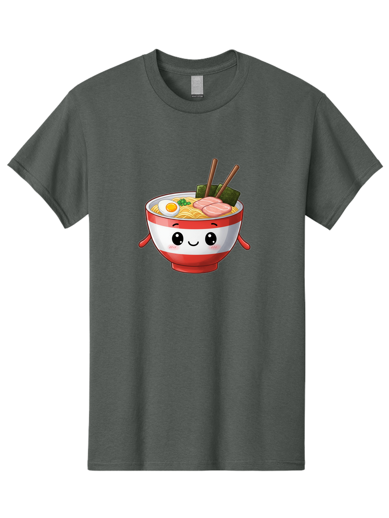 Ramen-Noodle-Bowl Men'S Graphic Tee, 100% Cotton, Comfortable Casual Summer Wear, Machine Washable, Cartoon Ramen Bowl, Japanese Food, Noodle Soup, Egg, Pork Slices, Seaweed, Chopsticks, Kawaii Character, Cute Design, Anime Style Bab307 11