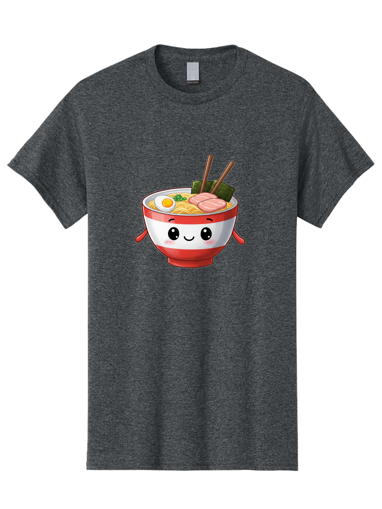 Ramen-Noodle-Bowl Men'S Graphic Tee, 100% Cotton, Comfortable Casual Summer Wear, Machine Washable, Cartoon Ramen Bowl, Japanese Food, Noodle Soup, Egg, Pork Slices, Seaweed, Chopsticks, Kawaii Character, Cute Design, Anime Style Bab307 19
