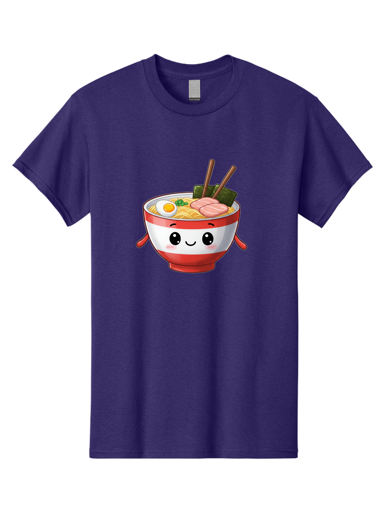 Ramen-Noodle-Bowl Men'S Graphic Tee, 100% Cotton, Comfortable Casual Summer Wear, Machine Washable, Cartoon Ramen Bowl, Japanese Food, Noodle Soup, Egg, Pork Slices, Seaweed, Chopsticks, Kawaii Character, Cute Design, Anime Style Bab307 13