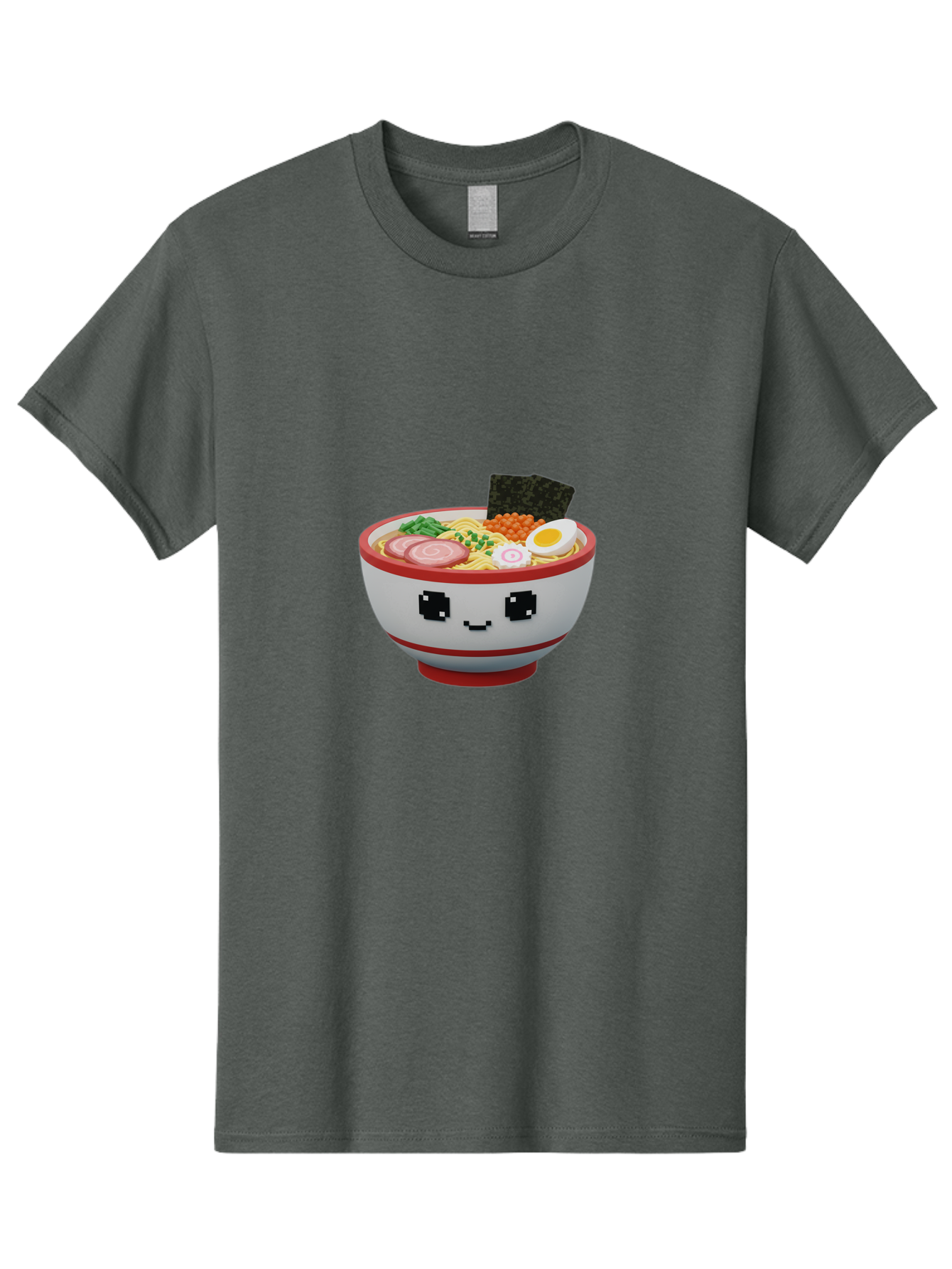Ramen Men'S Graphic Tee, 100% Cotton, Comfortable Casual Summer Wear, Machine Washable, Cartoon Ramen Bowl, Pixel Art Style, Delicious Noodle Soup, Tasty Ingredients, Boiled Egg, Seaweed, Kawaii Food, Adorable Character, Anime Inspired, Bab321 21