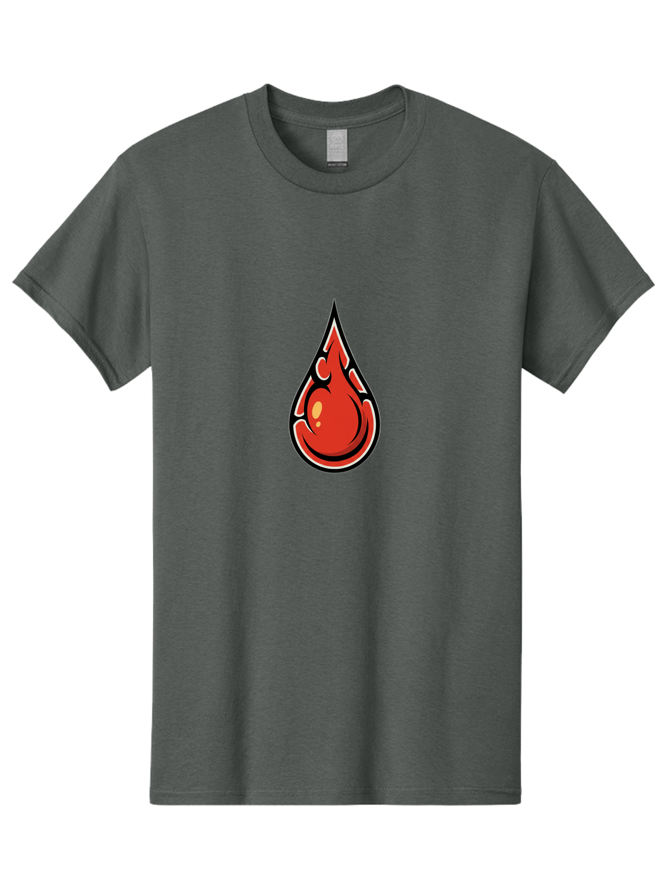 Red-Drop Men'S Graphic Tee, 100% Cotton, Comfortable Casual Summer Wear, Machine Washable, Flame Design, Teardrop Shape, Bold Graphics, Abstract Art, Vibrant Red, Dynamic Illustration, Stylized Flame, Modern Graphic Design, Fiery Element, Bab326 3