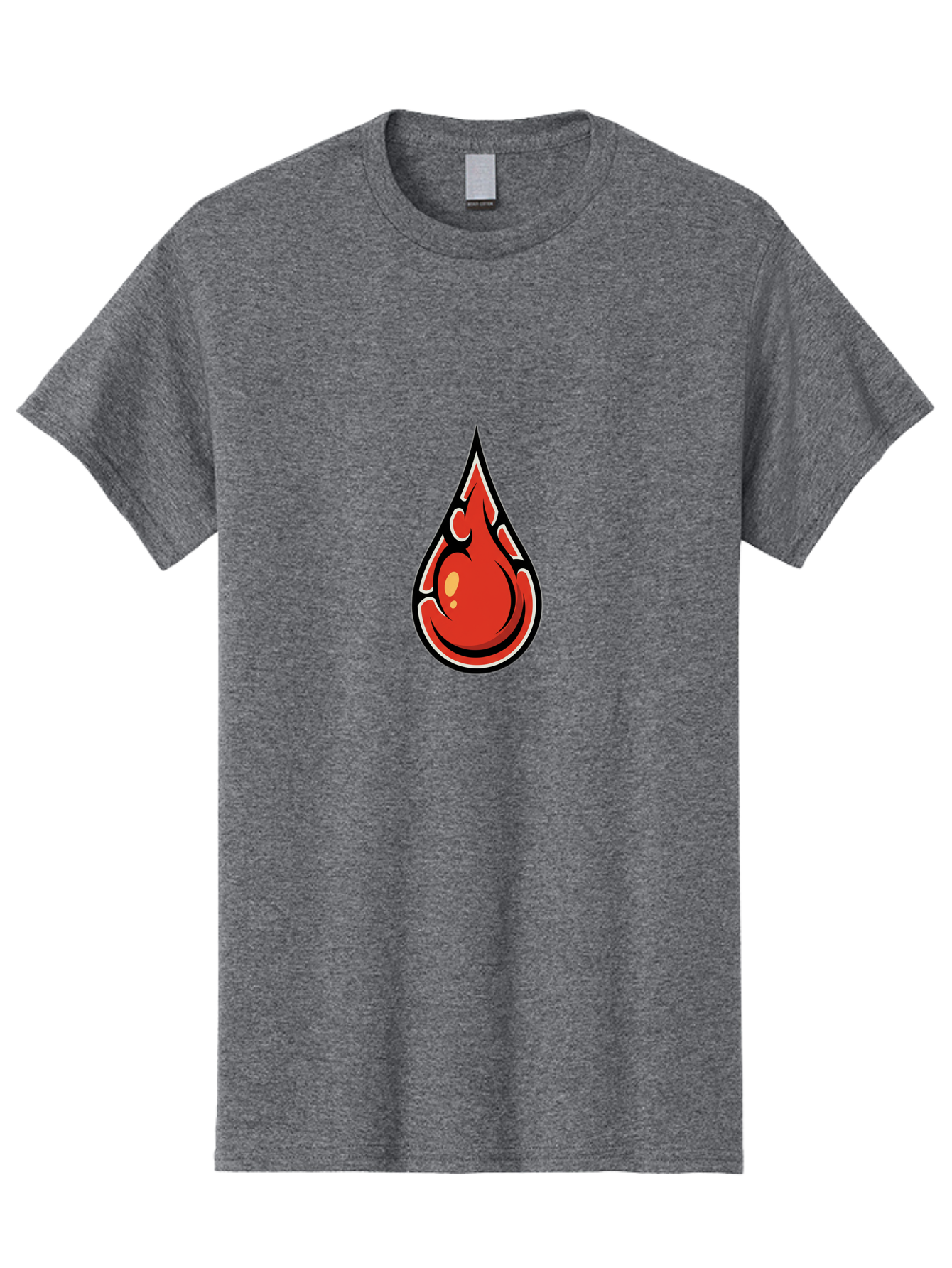 Red-Drop Men'S Graphic Tee, 100% Cotton, Comfortable Casual Summer Wear, Machine Washable, Flame Design, Teardrop Shape, Bold Graphics, Abstract Art, Vibrant Red, Dynamic Illustration, Stylized Flame, Modern Graphic Design, Fiery Element, Bab326 25
