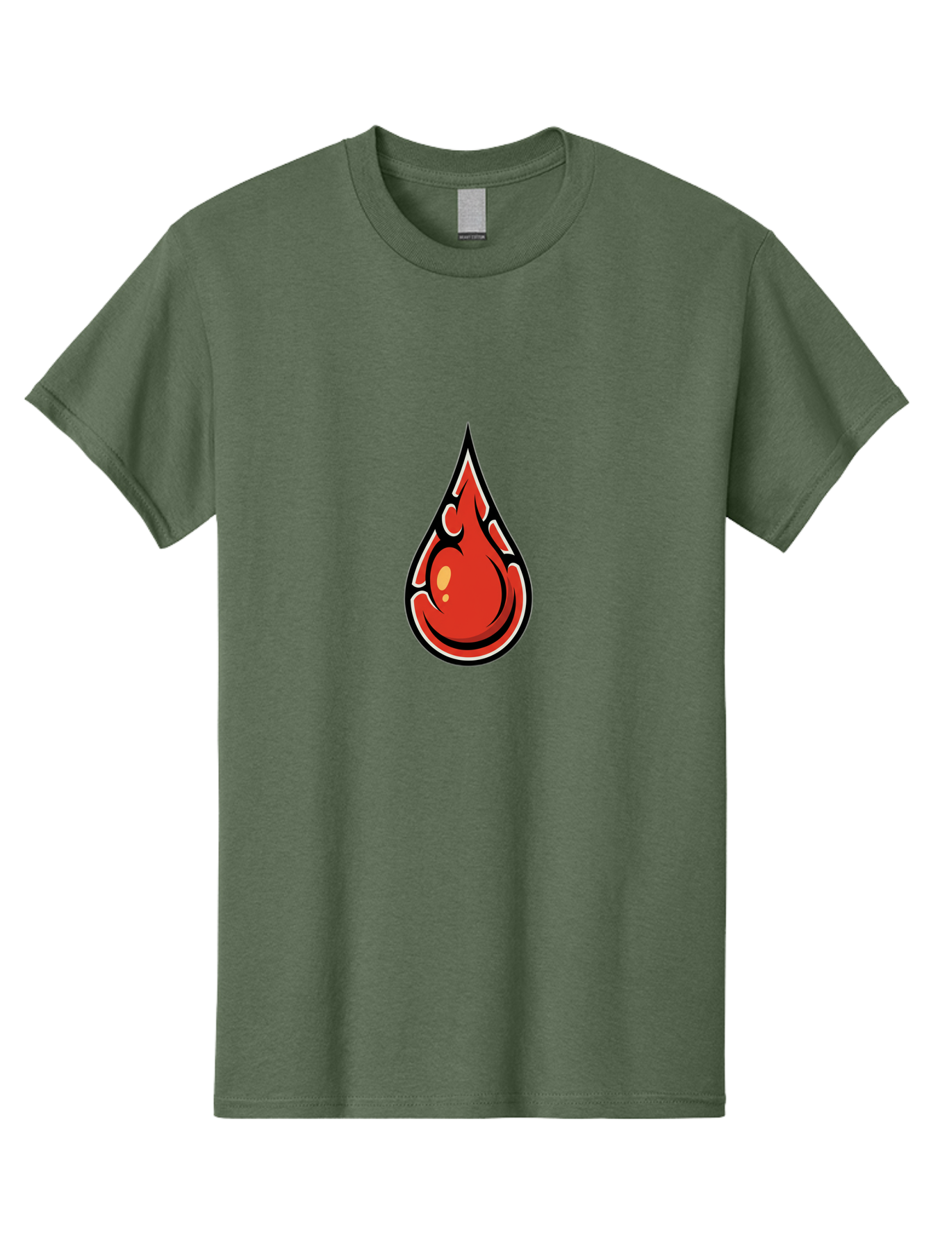 Red-Drop Men'S Graphic Tee, 100% Cotton, Comfortable Casual Summer Wear, Machine Washable, Flame Design, Teardrop Shape, Bold Graphics, Abstract Art, Vibrant Red, Dynamic Illustration, Stylized Flame, Modern Graphic Design, Fiery Element, Bab326 5